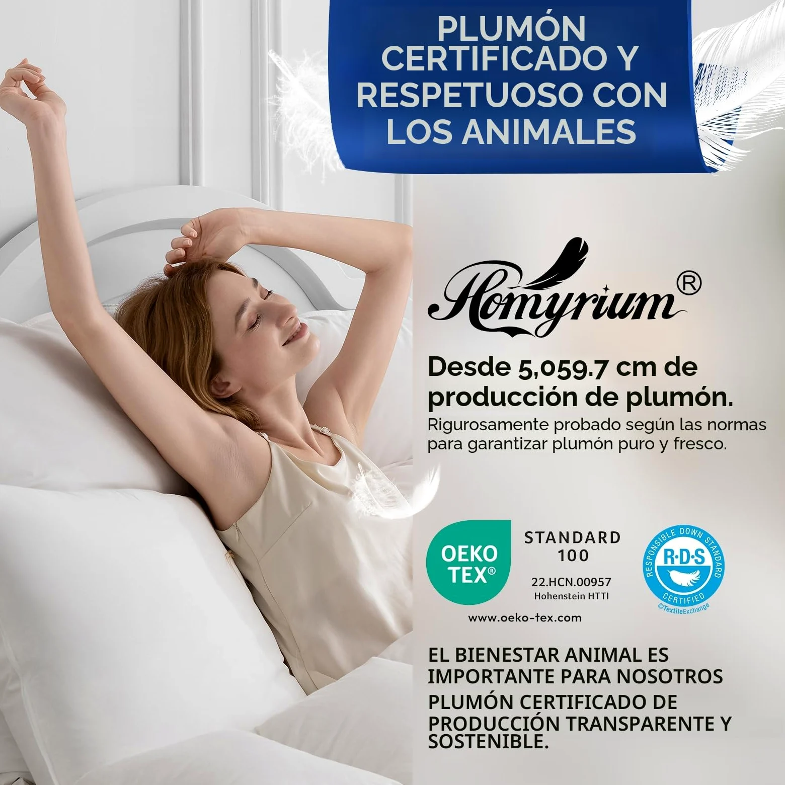 Almohada de Plumón 40x80 Almohada Plumas 40x80 cm Almohada para Dormir de Hotel de 3 Cámaras, Funda 100% Algodón y Relleno de Pluma, Certificado Ökotex (800 g, 1 Unidad)