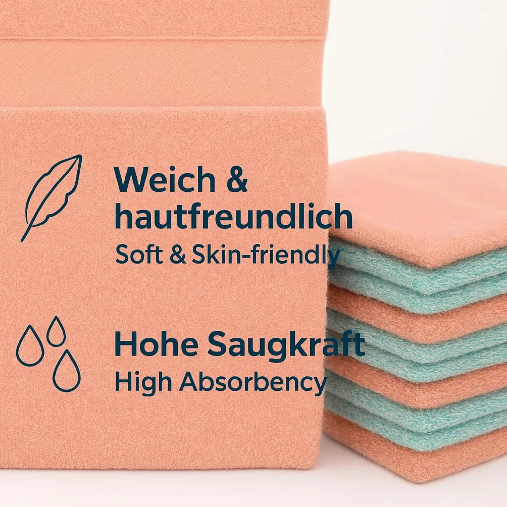 Betz Paquete de 10 Piezas de Manoplas de baño Palermo 100% algodón Juego de Guantes para lavarse tamaño 16x21 cm de Color Turquesa y Albaricoque