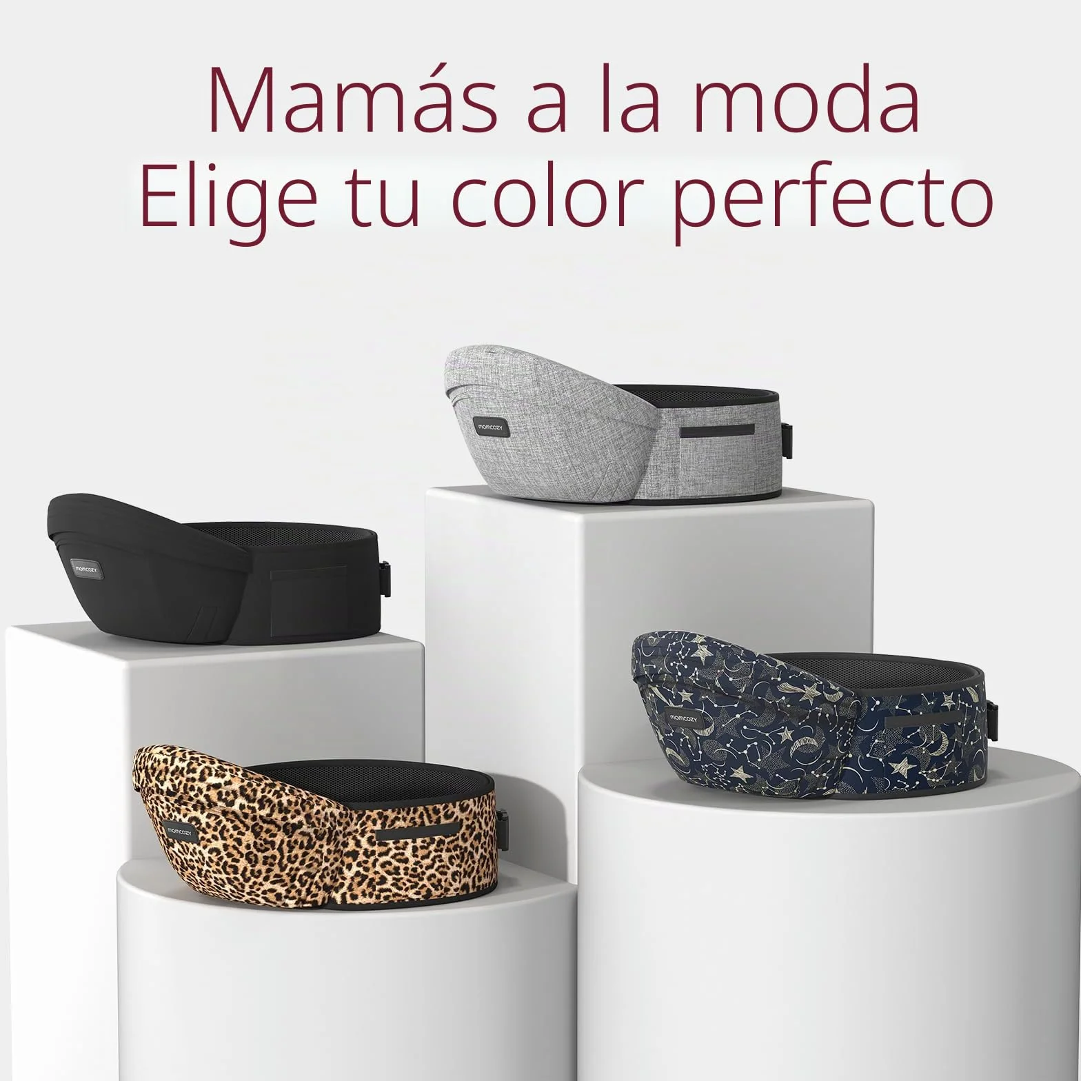 Portabebés Momcozy Ergonómico Ajustable con Protector de Vientre 3D Original para Recién Nacidos hasta 45lbs Negro Mediano