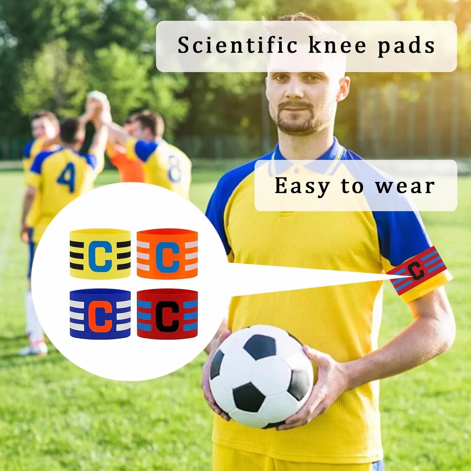 Brazaletes de Capitán de Fútbol Ajustables para Niños, Adultos y Jóvenes