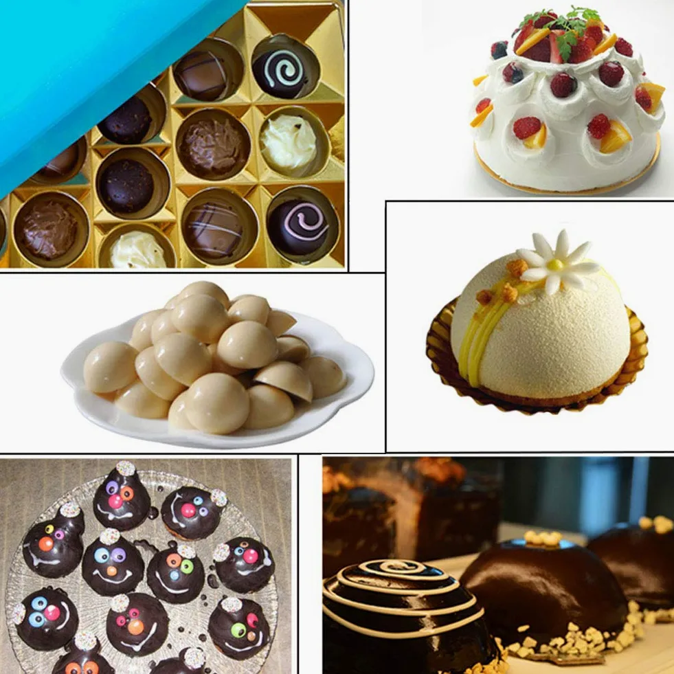 Moldes de silicona para hornear semi esferas, para hacer dulces, chocolate, pastel, mousse, gelatina, 5 unidades