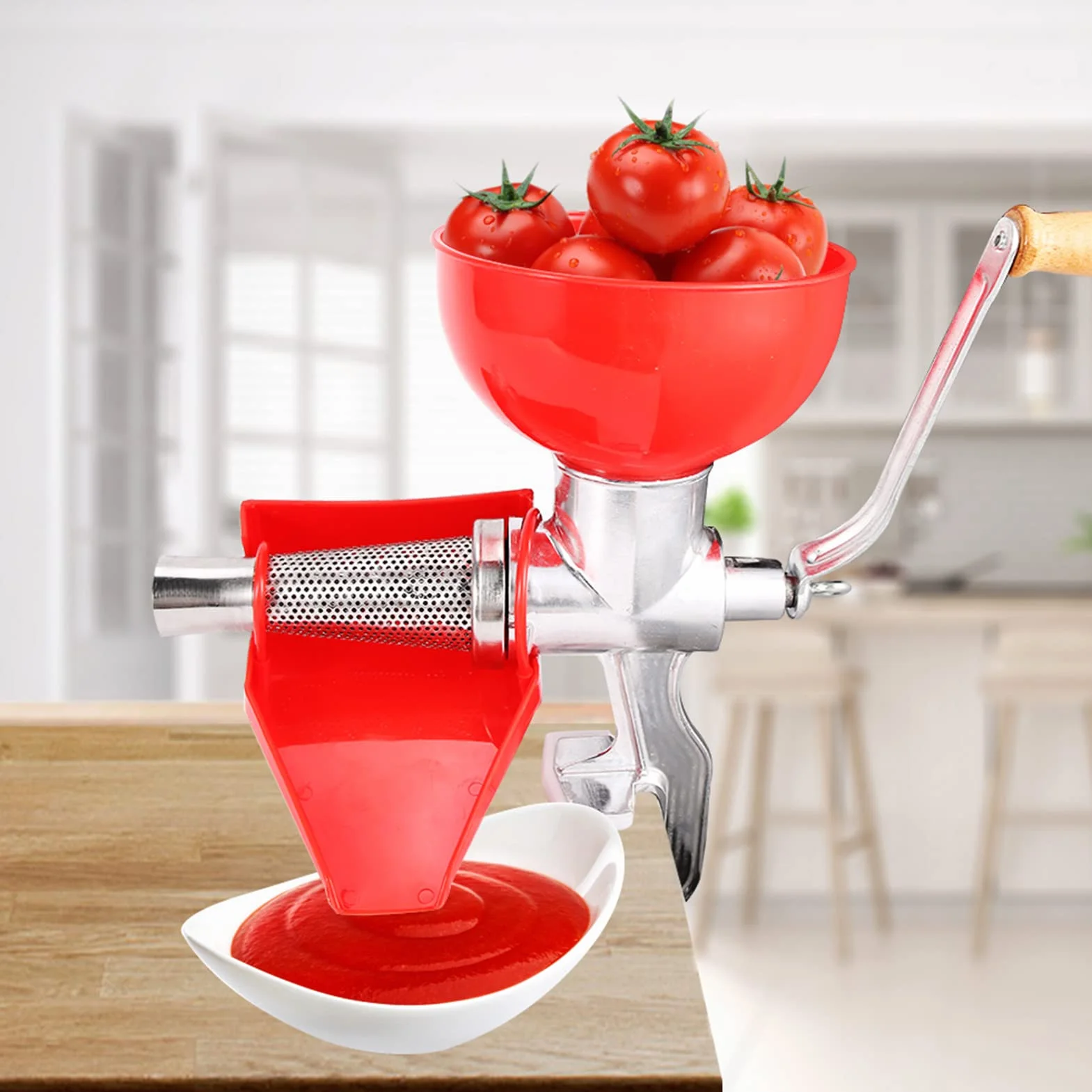 Exprimidor de Tomate de Gran Capacidad, Filtro de Acero Inoxidable, Separador de Cáscara y Semillas