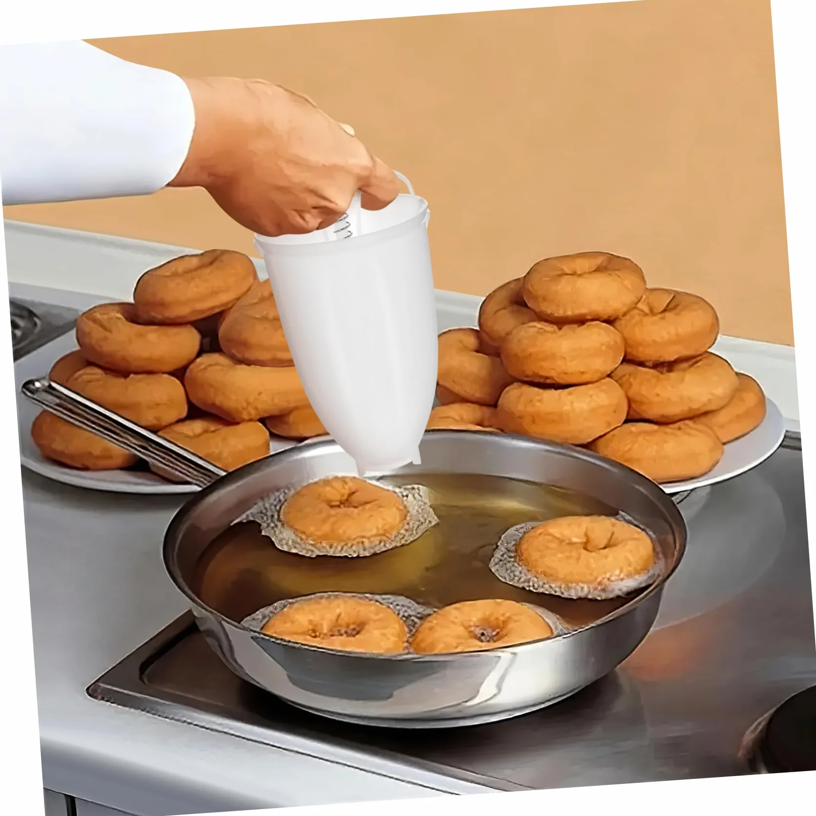 Mipcase Máquina para Hacer Roscos Fritos Manual Portátil 2 Moldes para Hornear Donas de Pp Adecuado para Repostería y Uso al Aire Libre