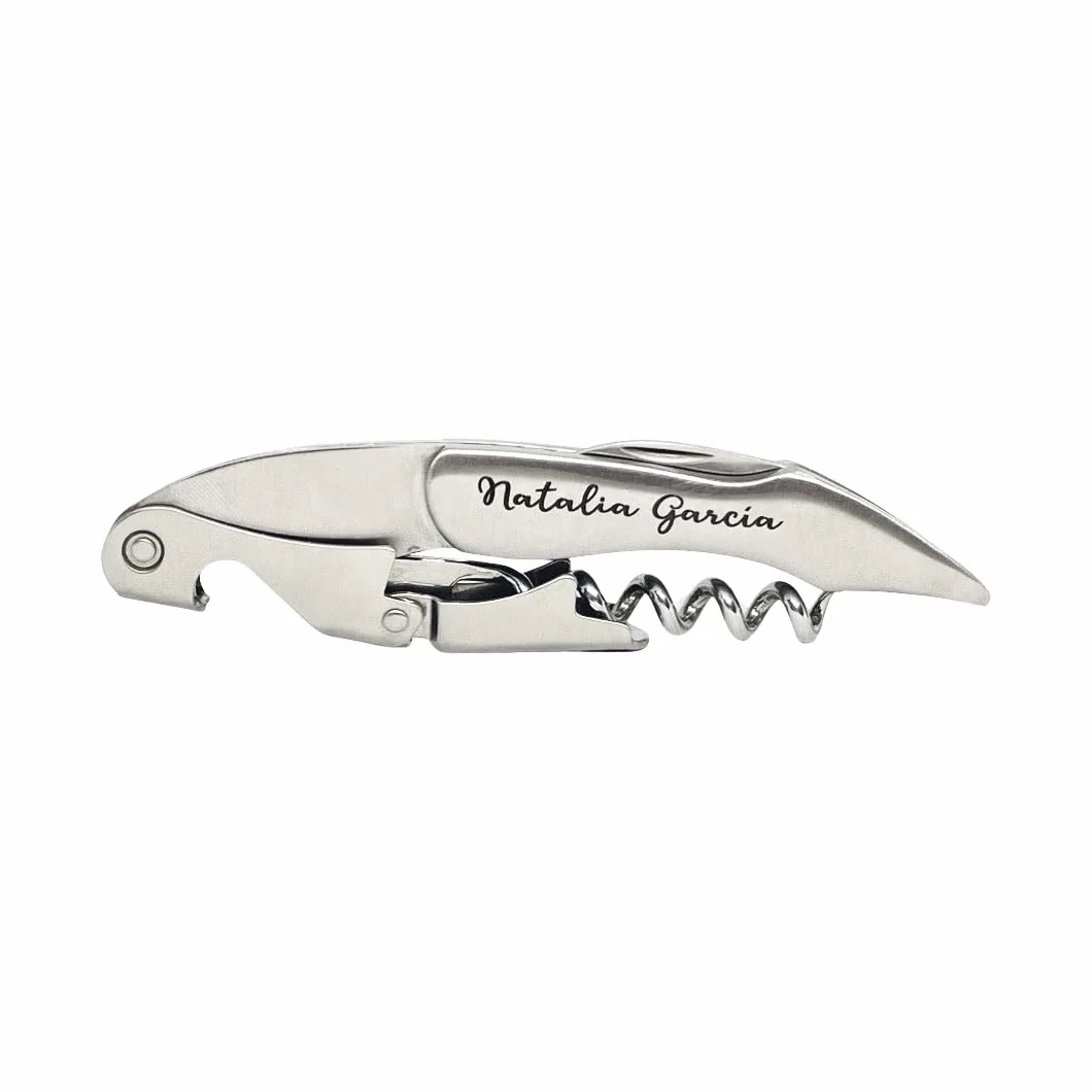 regalo grabado - 1 Sacacorchos Profesional Personalizado de Acero Inoxidable | Grabado Láser imborrable | Ideal para Sumilleres, Bodas, Aniversarios, Cumpleaños | Unidades (1)