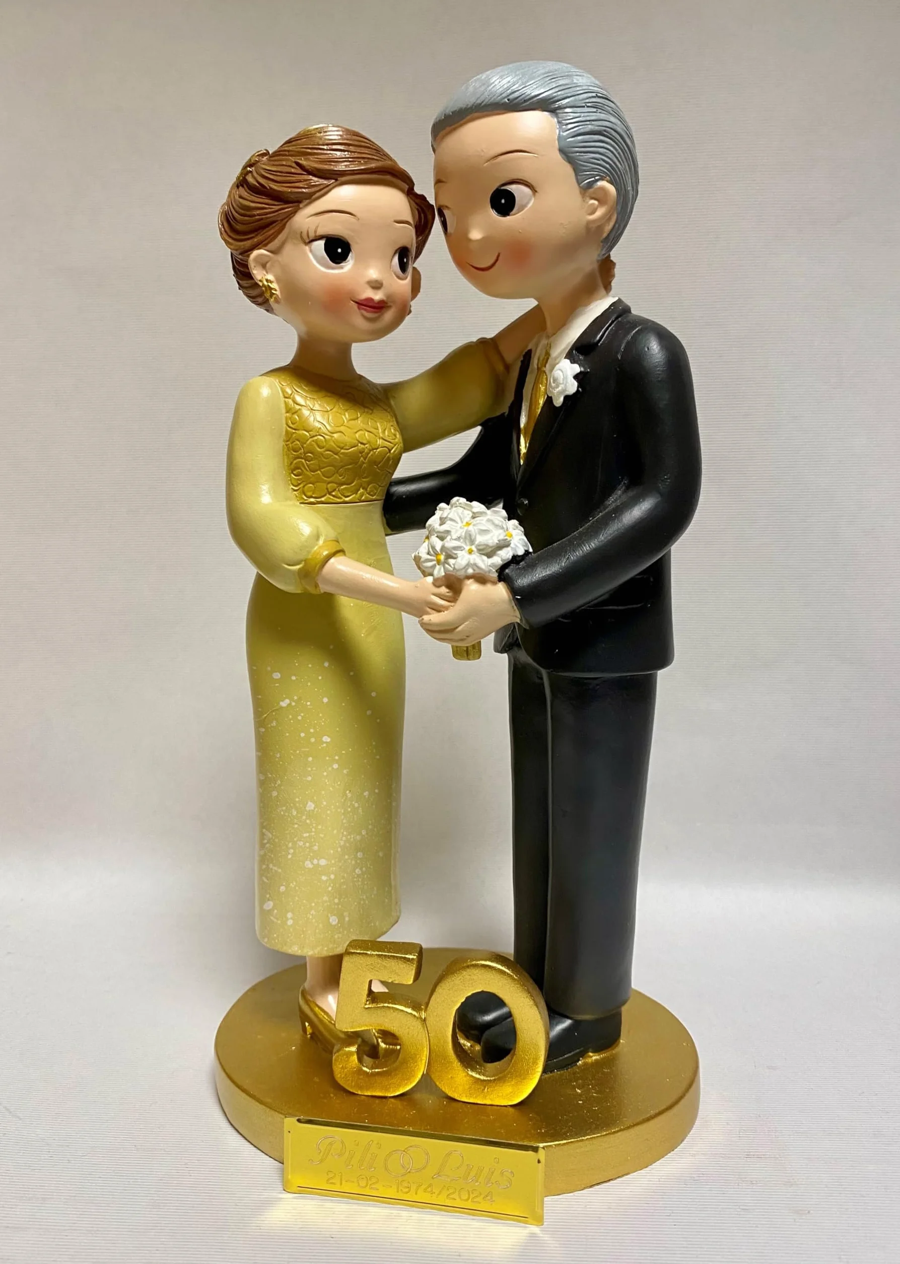 Figurita Tarta Bodas de Oro 50 Aniversario GRABADA para Pastel