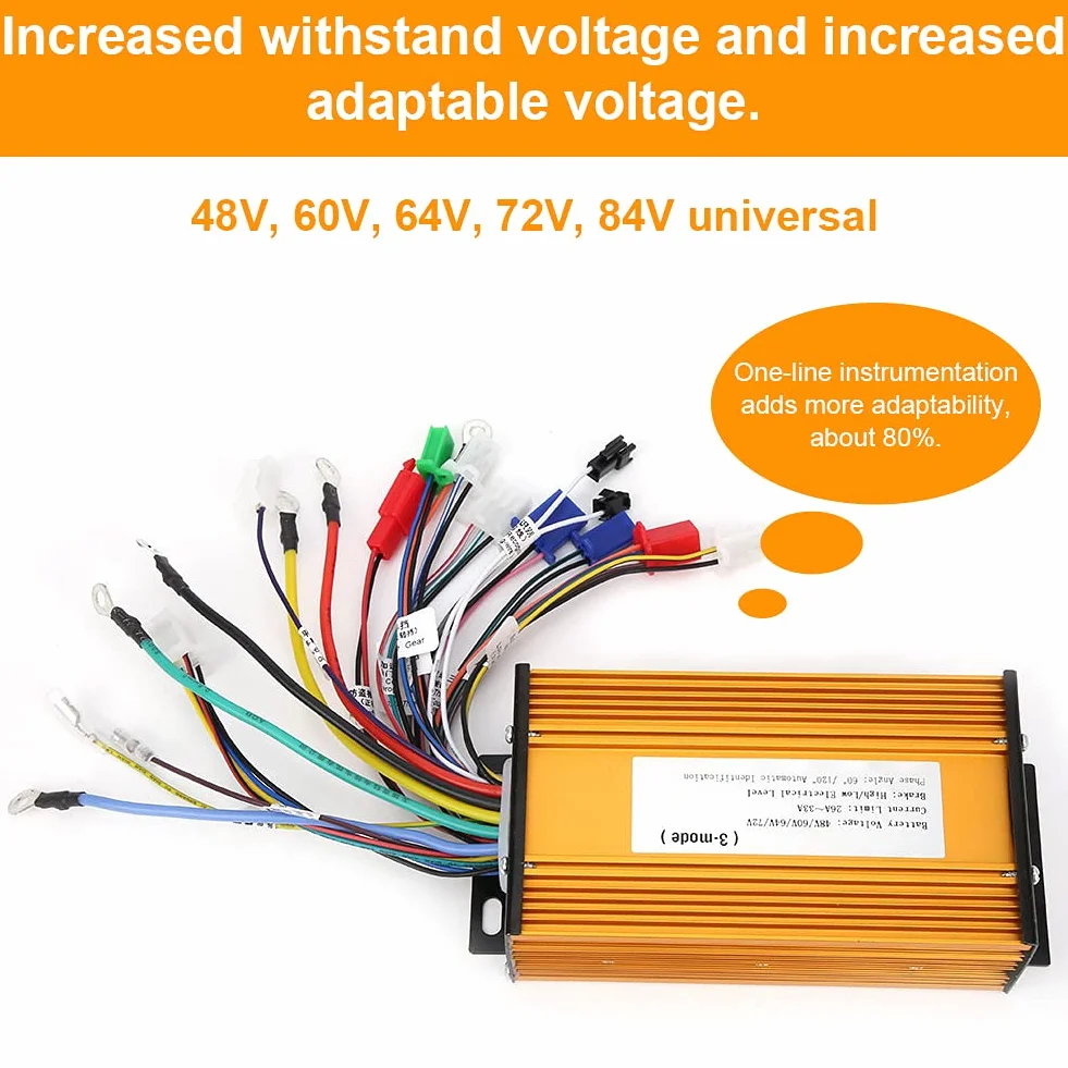 Controlador Sin Escobillas Bicicleta Eléctrica 48V-72V Universal 3 Modos 12 Tubos