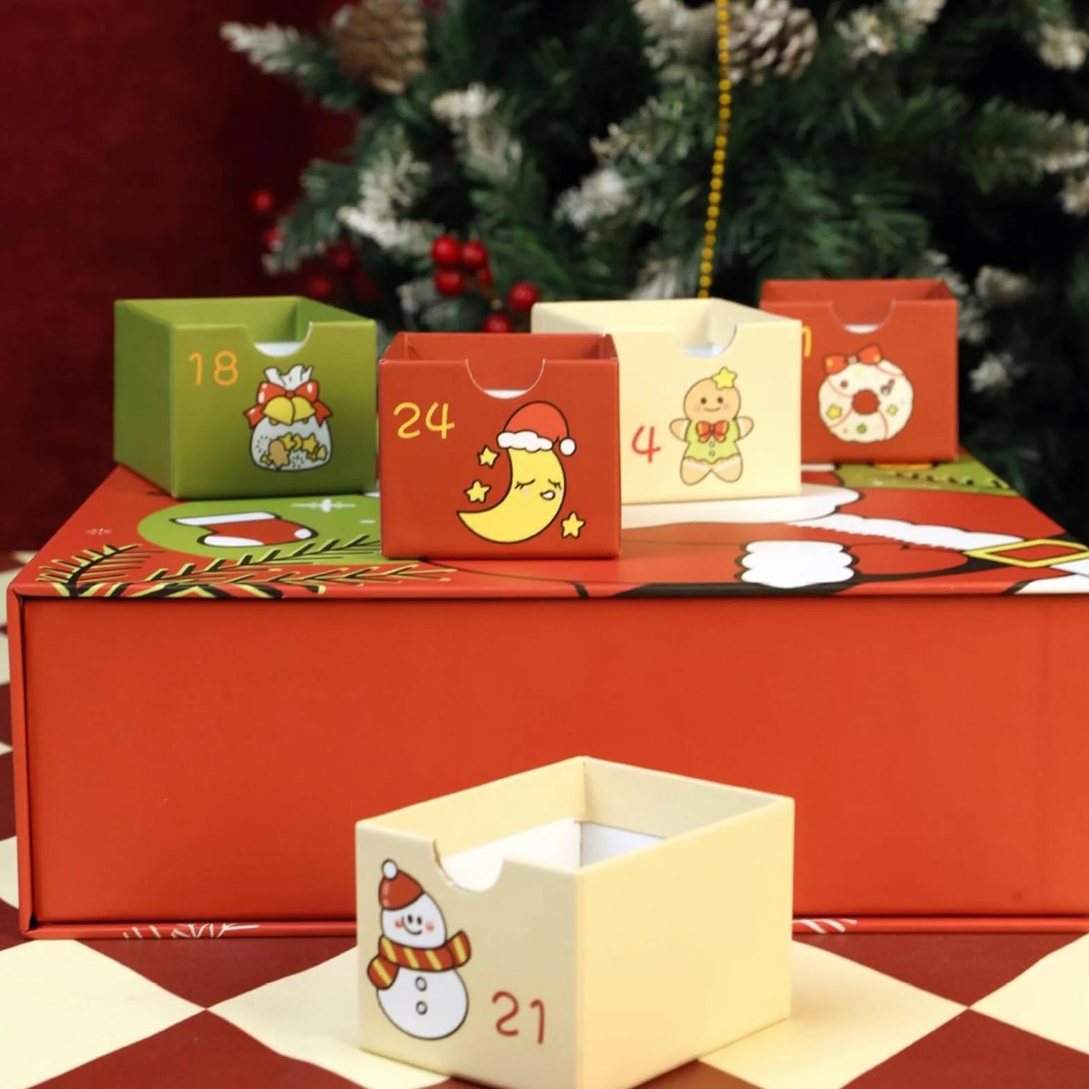 Calendario De Adviento Vacío Cajas De Adviento Navideñas Plegables Con 24 | Estuche De Detalles Para Navideñas Para Niños Y Adultos Para Joyas