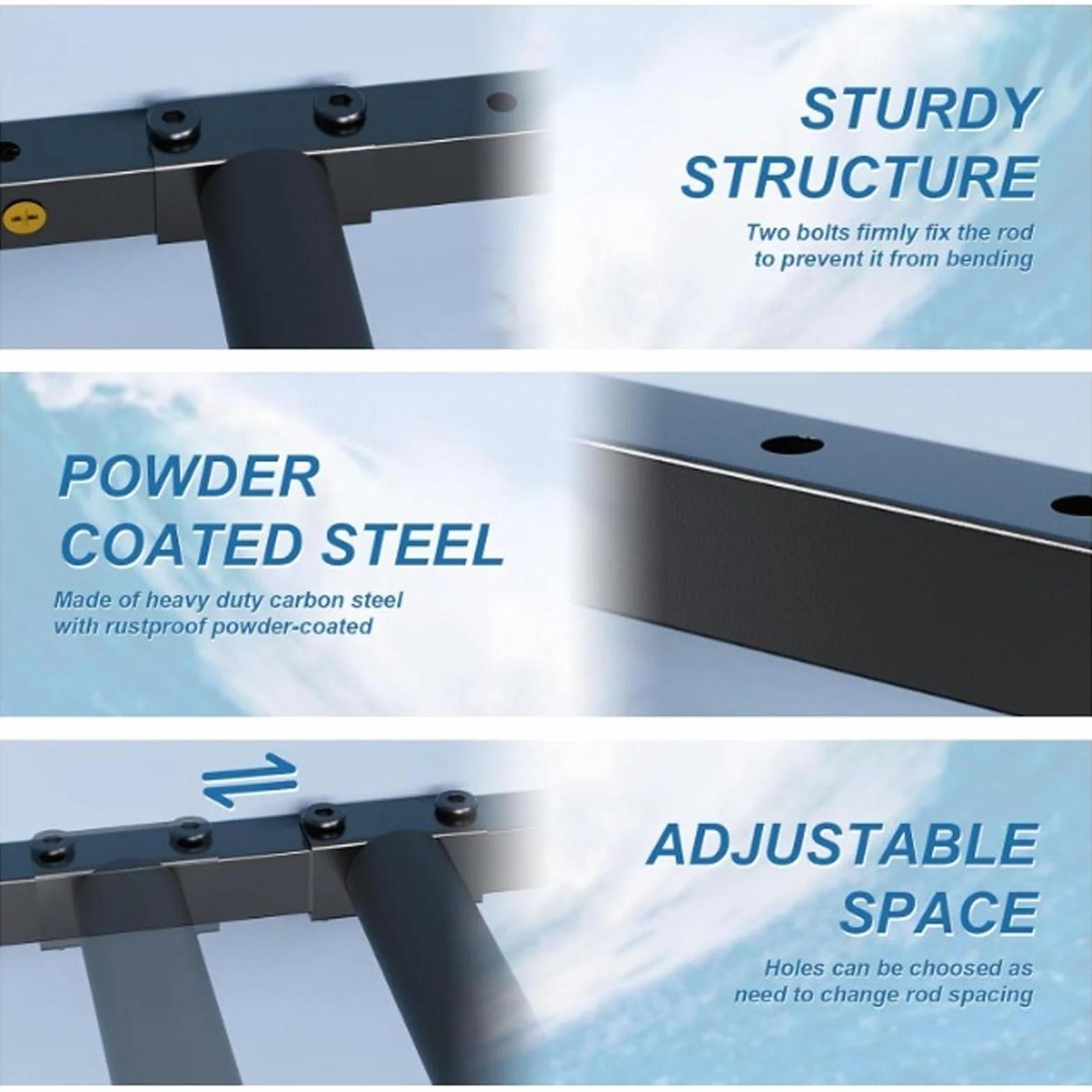 Soporte Vertical para Tablas de Surf — Soportes de Pared Ajustables — Sistema de Almacenamiento Vertical para 5 Tablas