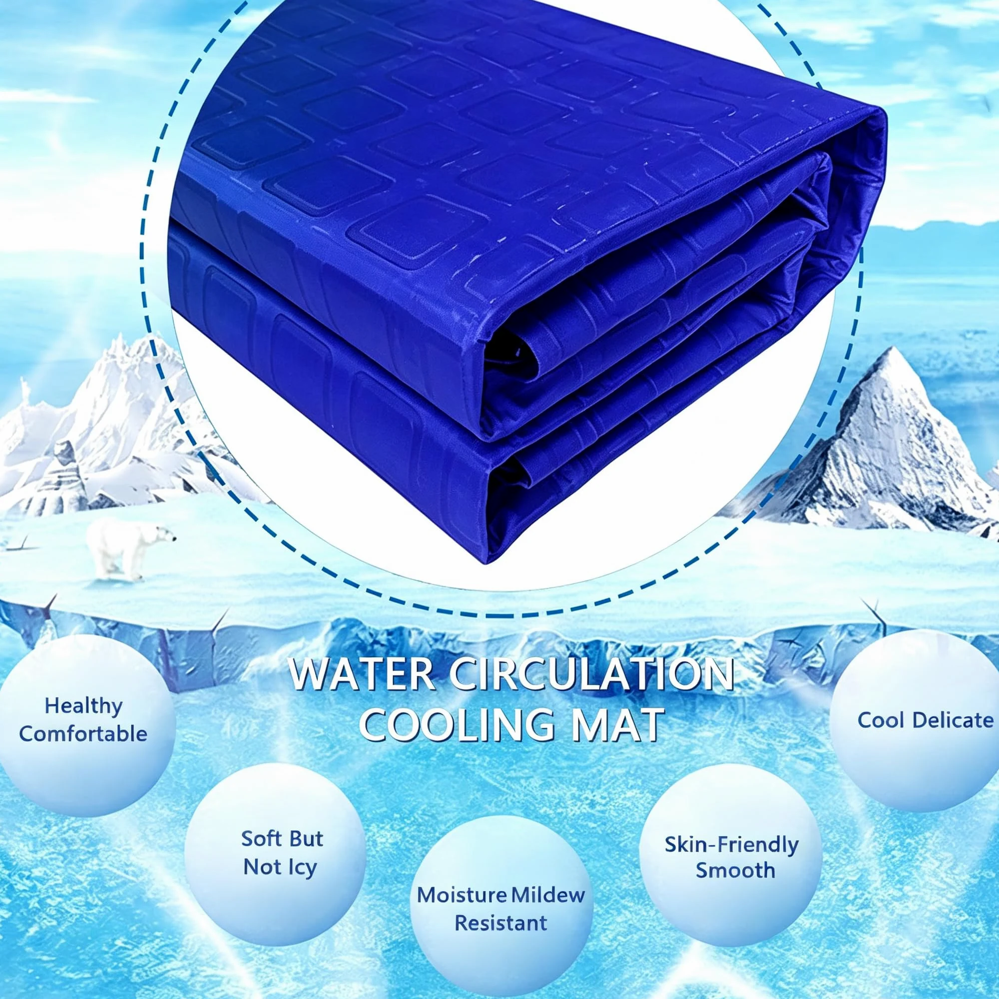 Almohadilla de colchón con enfriamiento por Agua y Sistema de enfriamiento | Colchón refrigerante de semiconductores de 70W, enfría de 3-8℃, temporizador de 1-9H(160*70cm)