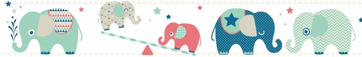 anna wand design cenefa infantil adhesiva, diseño de elefantes „Elefanten Boys” 450 x 11,5 cm
