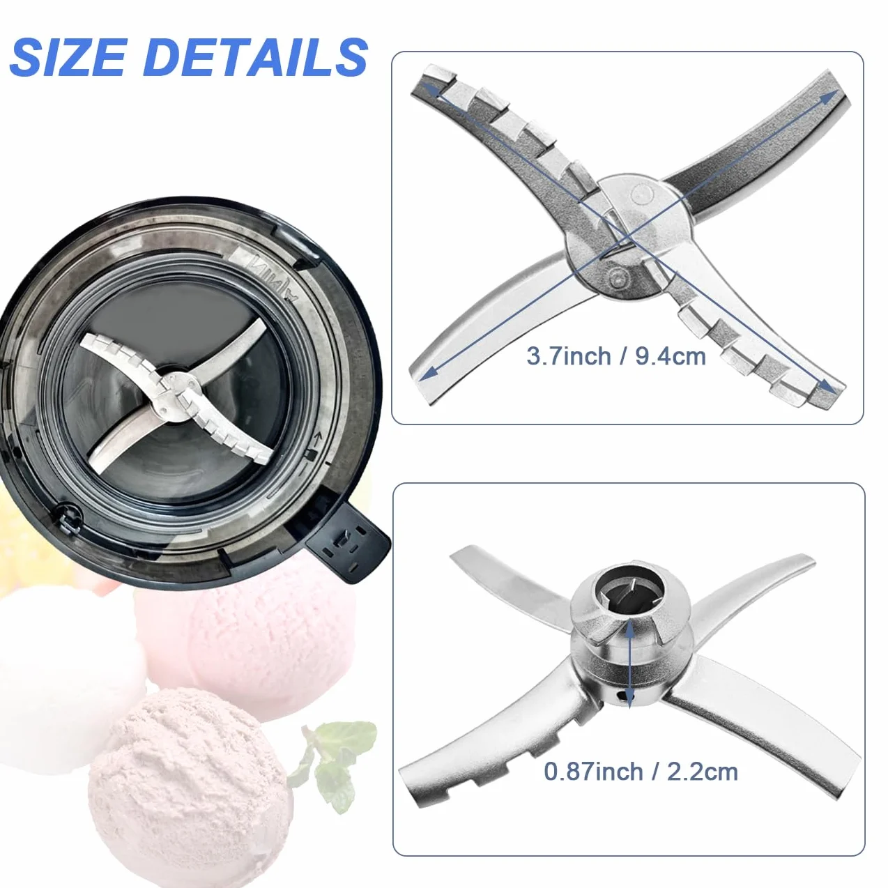 Hoja de Paleta de Repuesto Compatible con Ninja CREAMi Deluxe Heladera multifunción NC501EU NC502EU NC500 NC501H Series, Cuchillas de Repuesto Accesorios para Ninja Creamy Deluxe, Acero Inoxidable