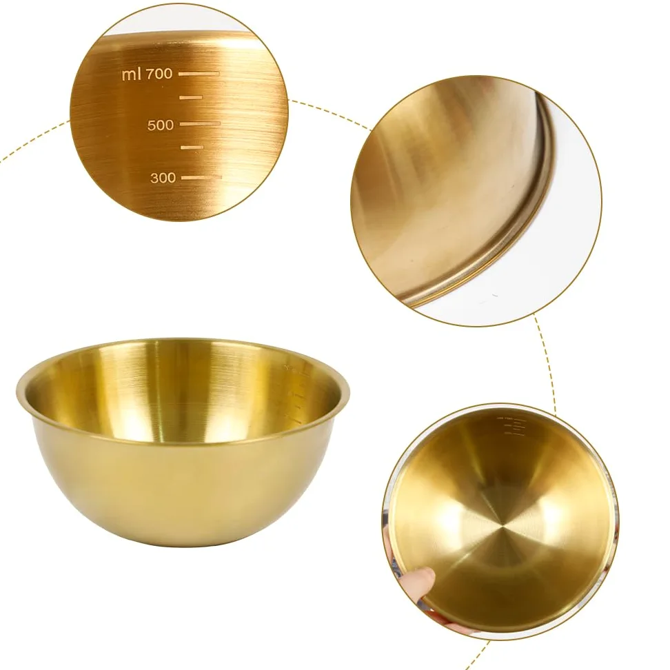 8 Piezas Cuenco Dorado 17 cm de Acero Inoxidable Cuenco Ensalada Dorado Cuencos Apilables Acero Inoxidable Dorados Cuencos de Cocina para Ensalada Sopa Arroz Fideos Ramen Fruta (17 x 7 cm)