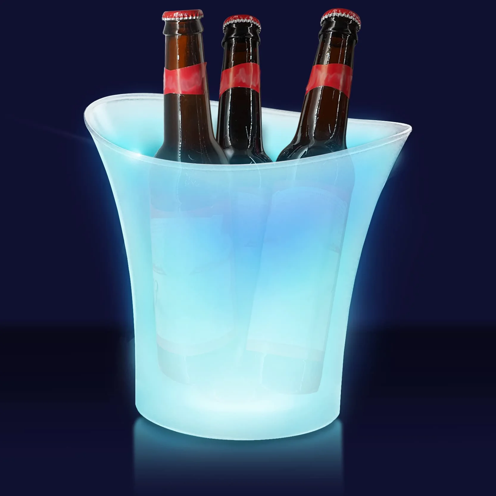 SMETA Cubitera para Hielo LED 5L,Cubiteras para Botellas,Cubo de Hielo Impermeable para Botellas de Vino/Cerveza/Champán,Cubitera Grande de Hielo y Botellas,Ideal para Fiesta/Hogar/Bar(Cambio Color)