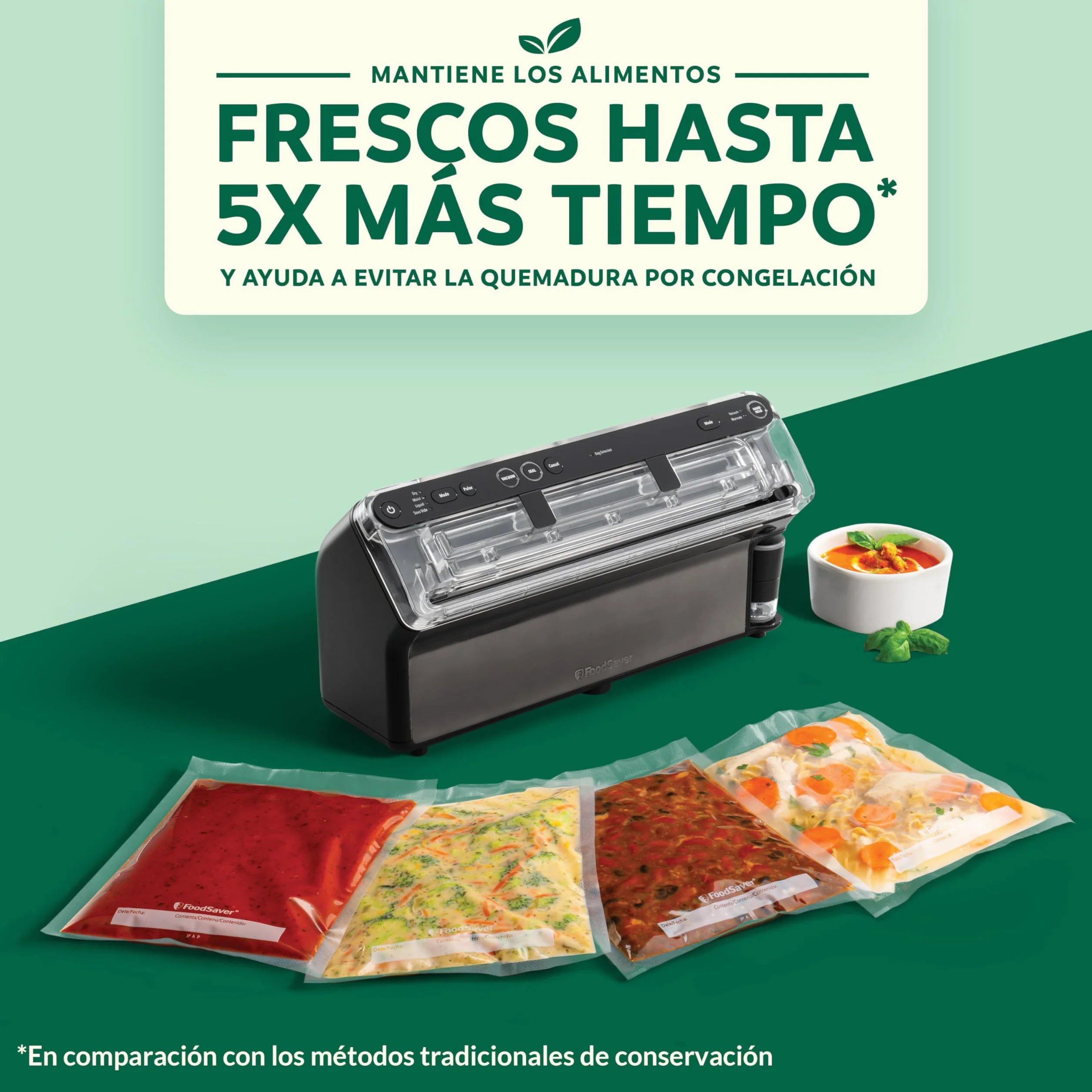 FoodSaver Envasadora al vacío Elite All-in-One Liquid+ | Alimentos hasta 5 veces más frescos* | Sellado de líquidos | Con 1 rollo (28 cm x 2,43 m) y 4 bolsas para envasar al vacío (0,94 L y 3,78 L)