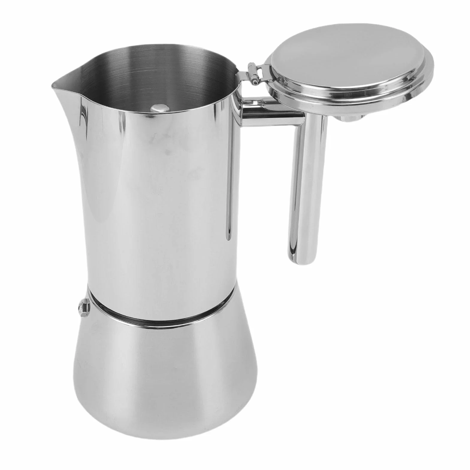 Naroote de Inducción de 6 Tazas, Máquina de Estufa de Acero Inoxidable, Olla Italiana para Reuniones de Fiesta en Casa, Apta para Todas las Placas, 7,9 Oz