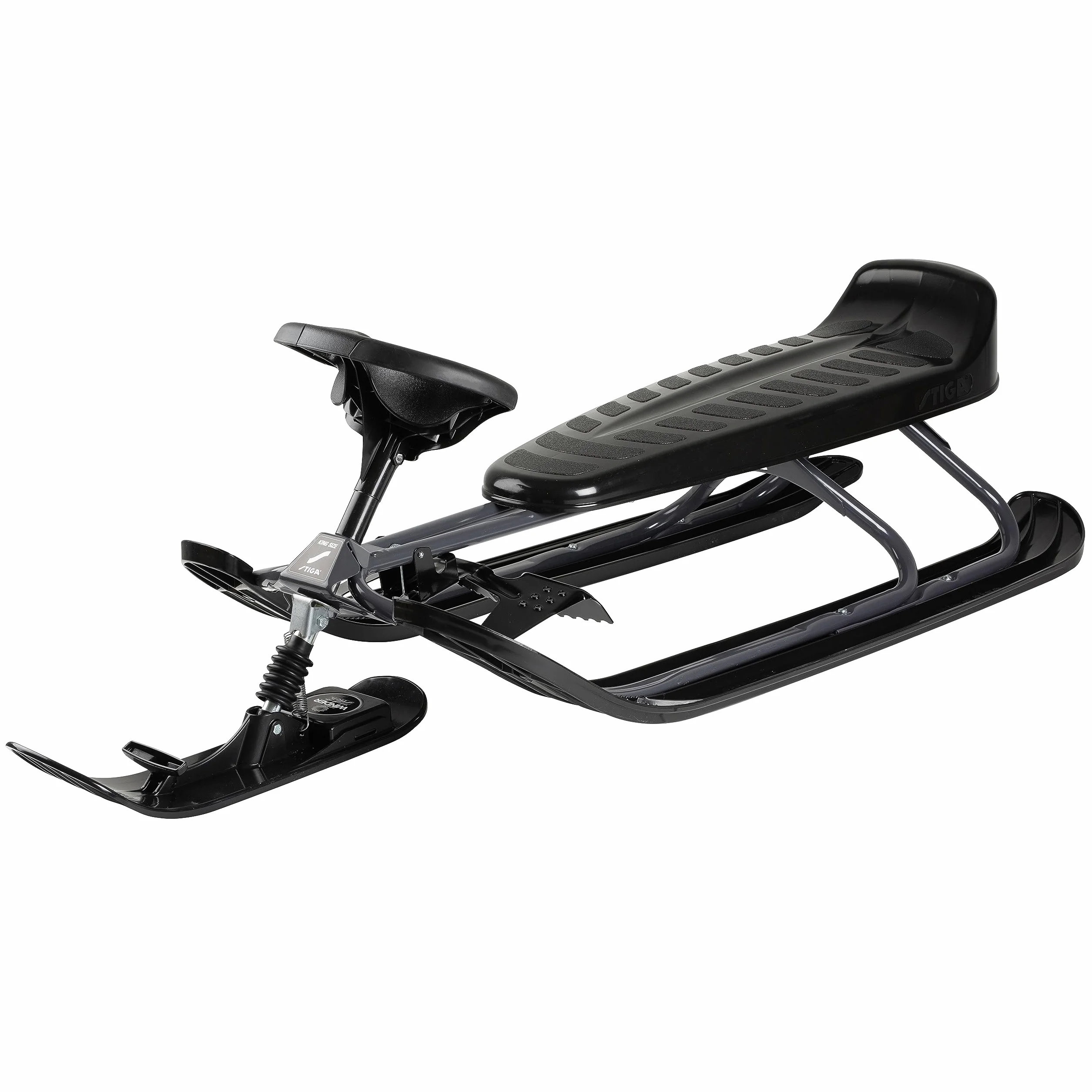STIGA Snowracer King Size GT Trineo con Frenos y Volante para Niños y Adultos - Blanco/Negro