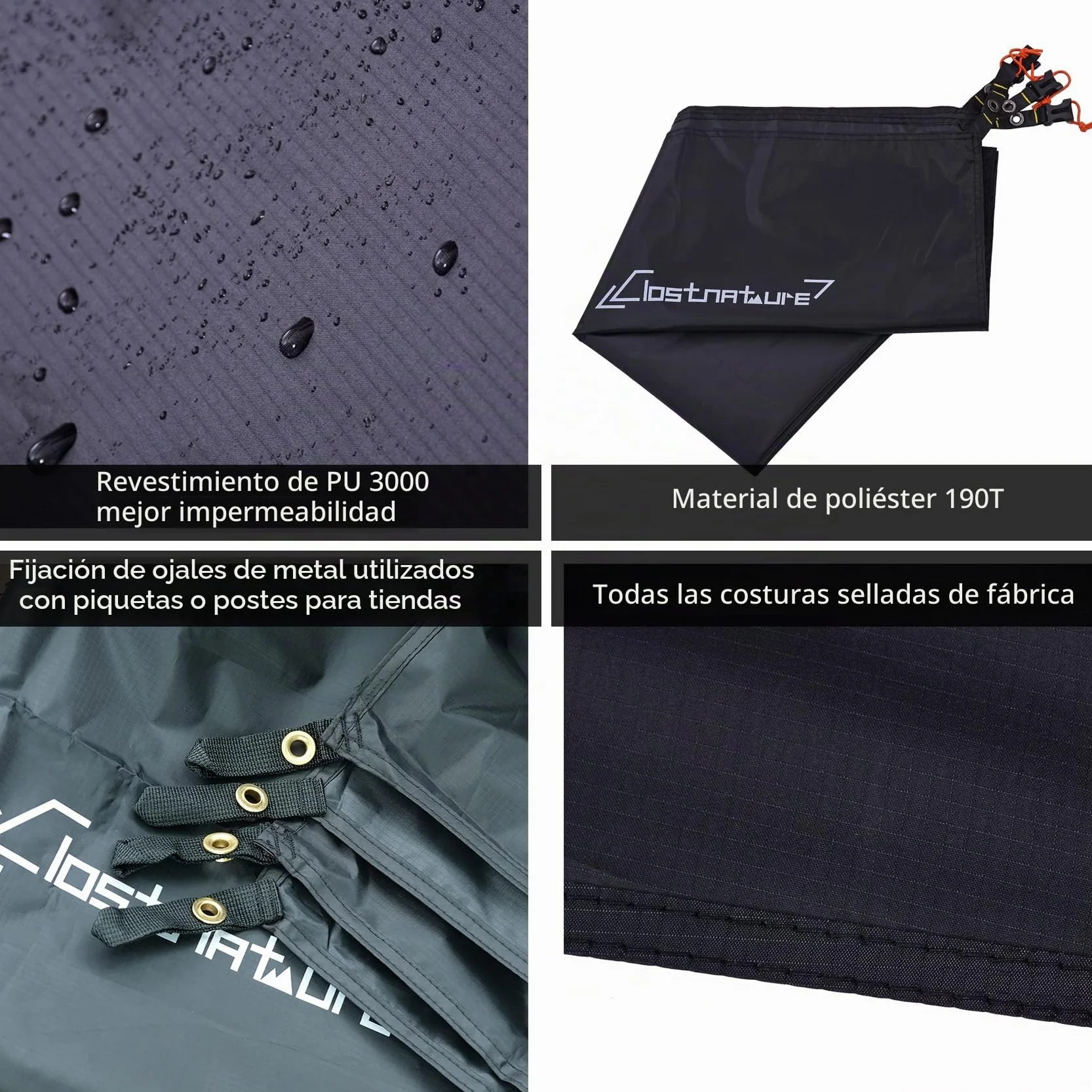 Clostnature Lona para Tienda de Campaña Impermeable 1-6 Personas Ultraligera Playa Senderismo
