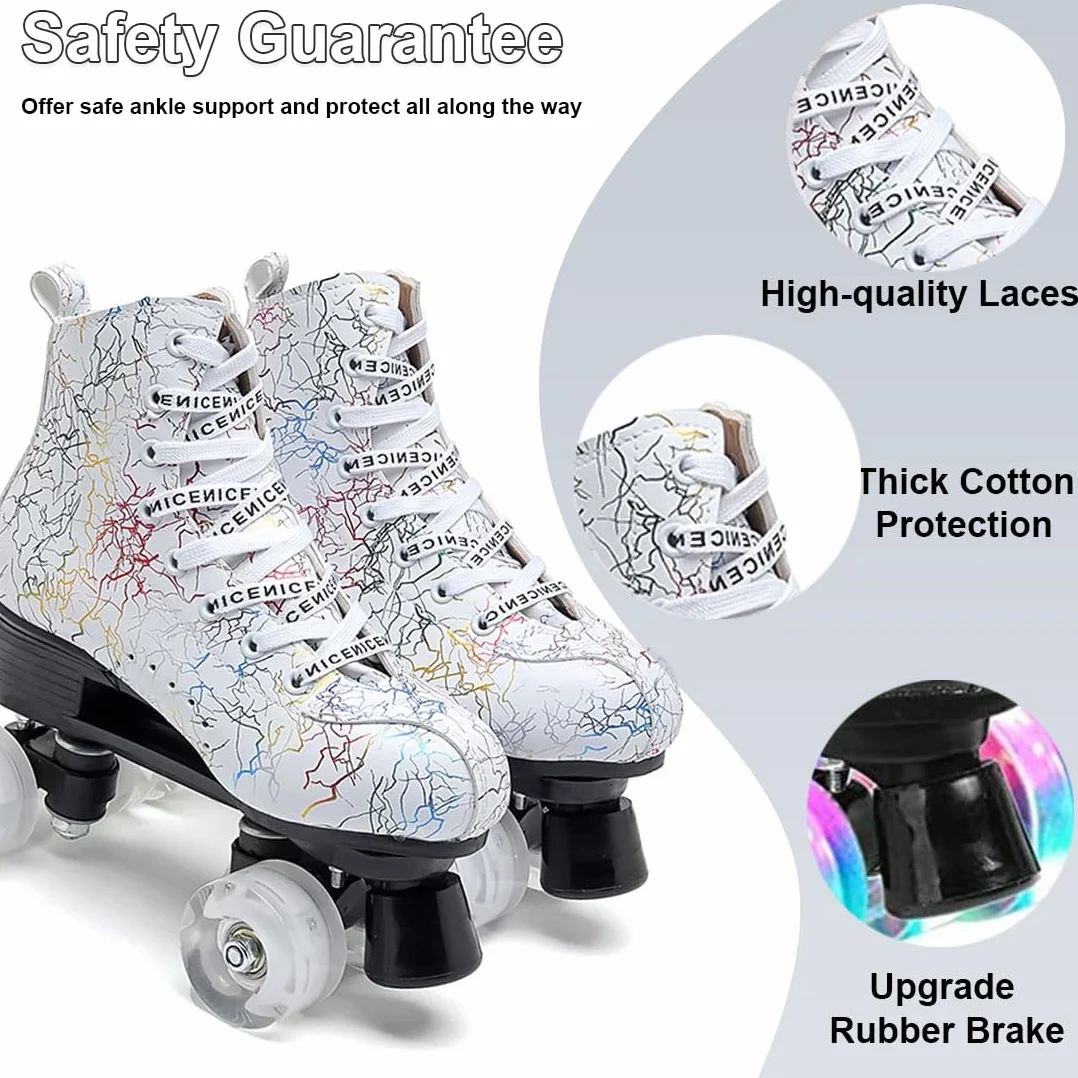 ERNAN Patines LED 4 Ruedas en Paralelo Top Alto Clásico para Adulto Mujer Hombre