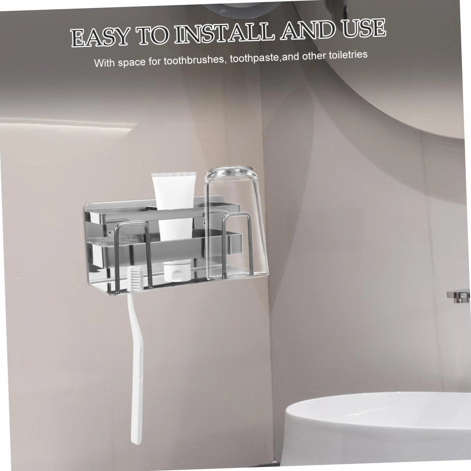 PRETYZOOM 4piezas Soporte para Cepillos De Dientes Inoxidable Organizador De Pared para Baño Montaje Sin Perforación Multiusos para Artículos De Aseo