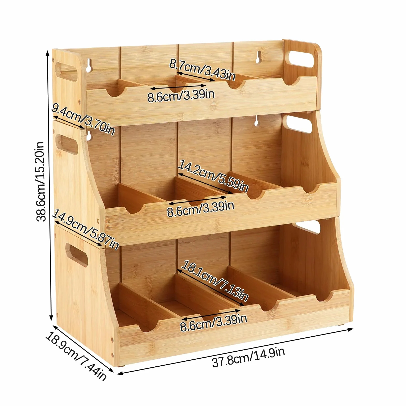 Organizador de Bolsas de Té De Vertical de Bambú, Apilable de 3 Niveles Caja Infusiones, para Colgar En La Pared Caja Te De con 12 Compartimentos Extraíbles para Bolsas De Té Café Azúcar