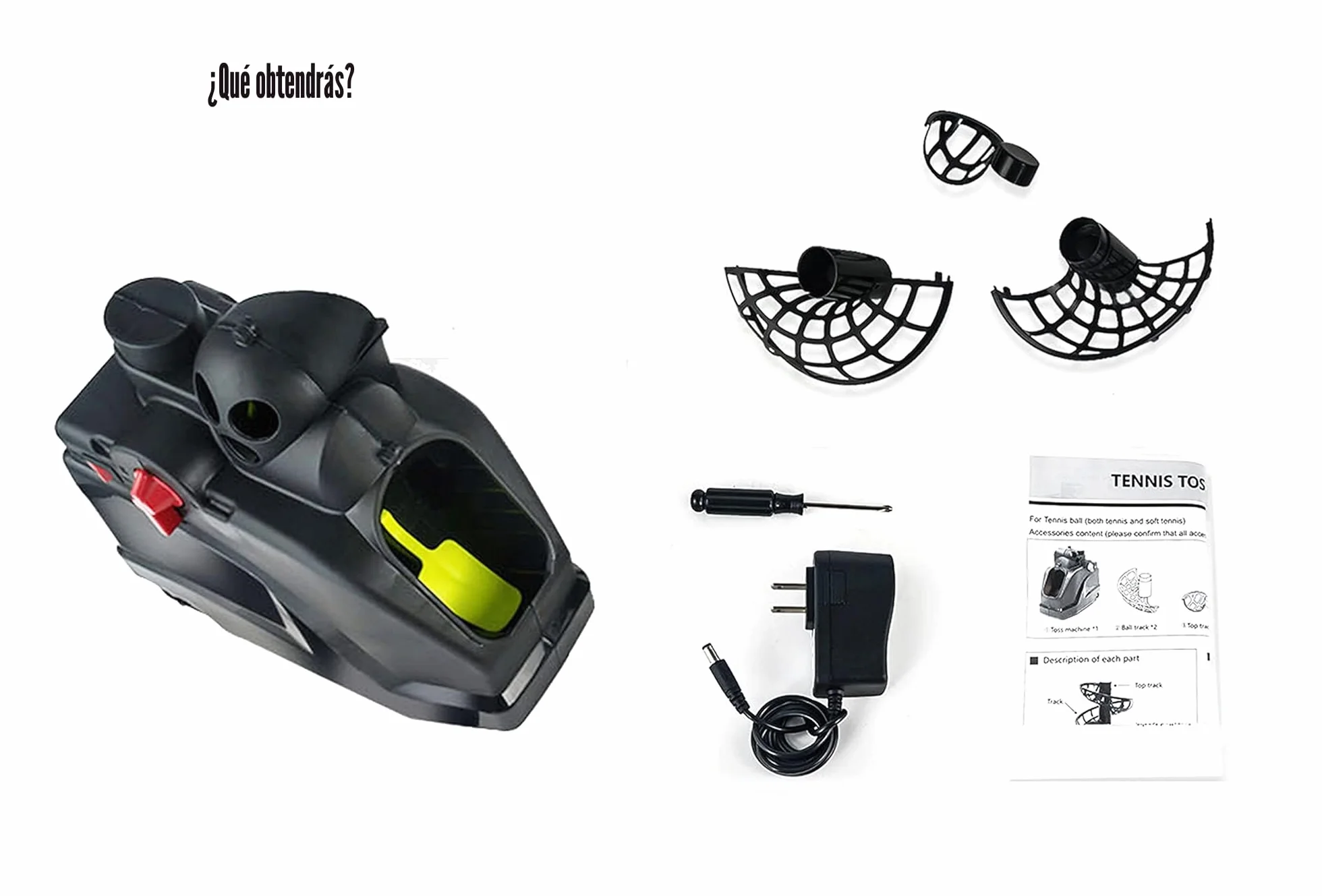 Entrenador Tenis Lanza Pelotas 3 LB, 10 Bolas, AC/Batería, USB