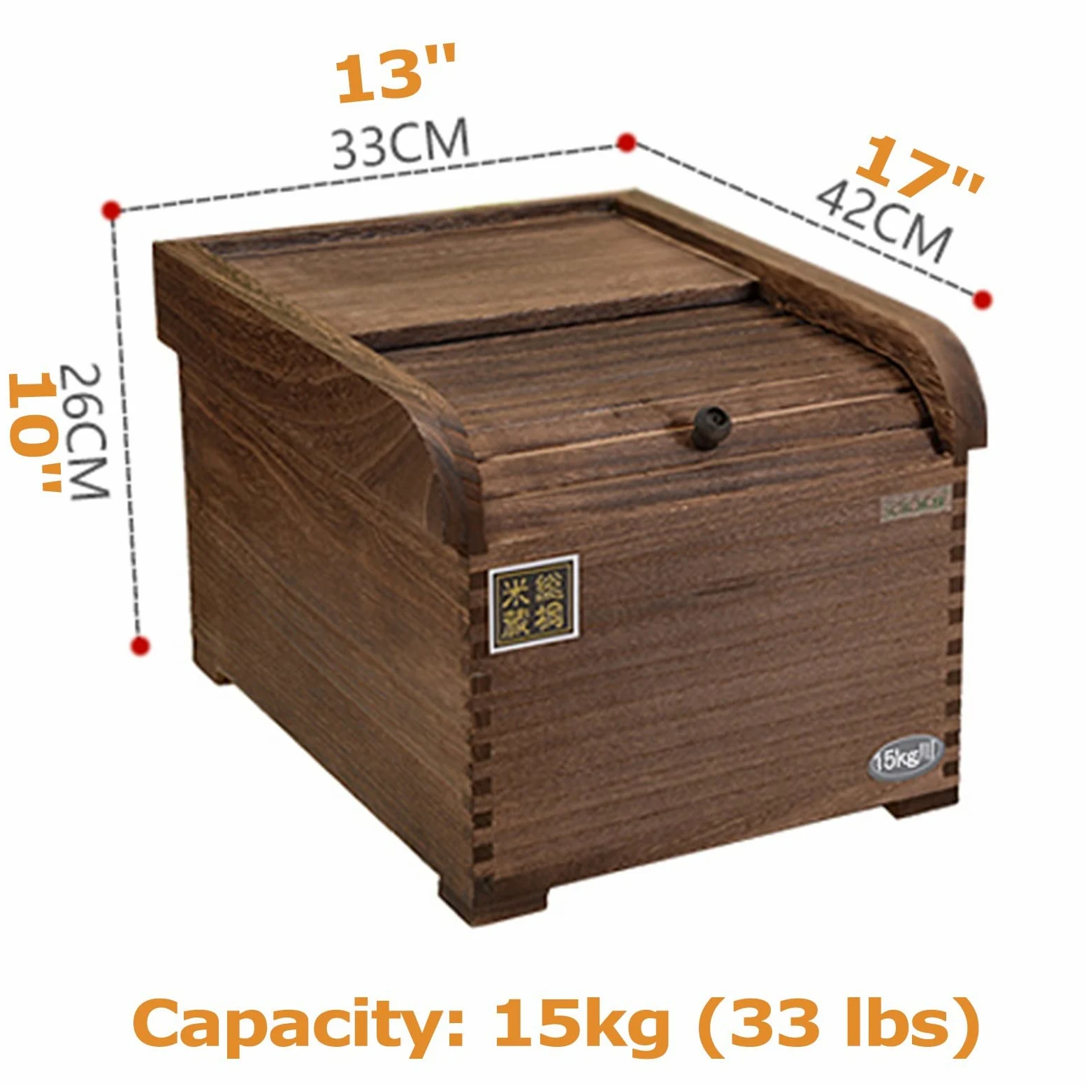 Botes Cocina Almacenaje Caja Dispensador De Arroz De Madera - Comida Seca/Grano/Harina/Frijol/Cereal, Caja De Almacenamiento Sellada con Tapa, Gabinetes De Despensa Domésticos De Cocina, Gran