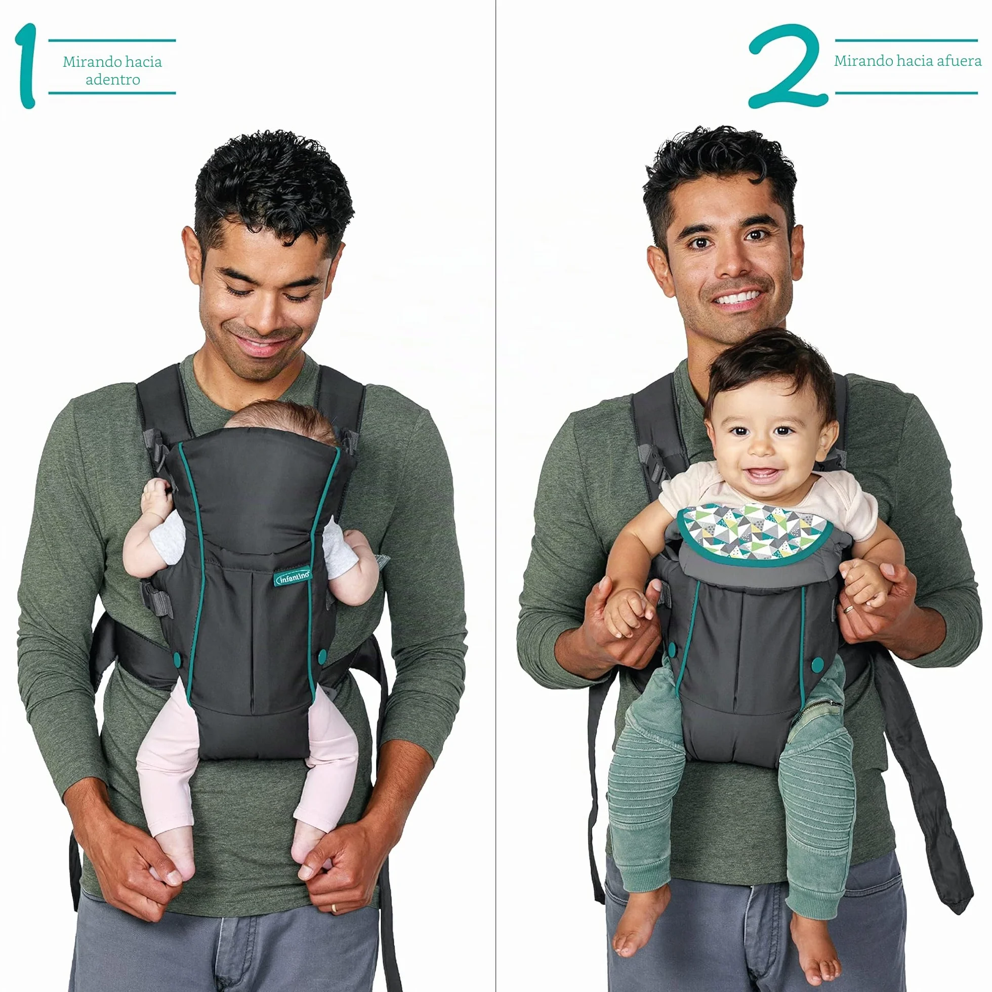 Infantino Swift Classic Mochila Portabebé 2-en-1, Gris, 3,18–11,79 kg