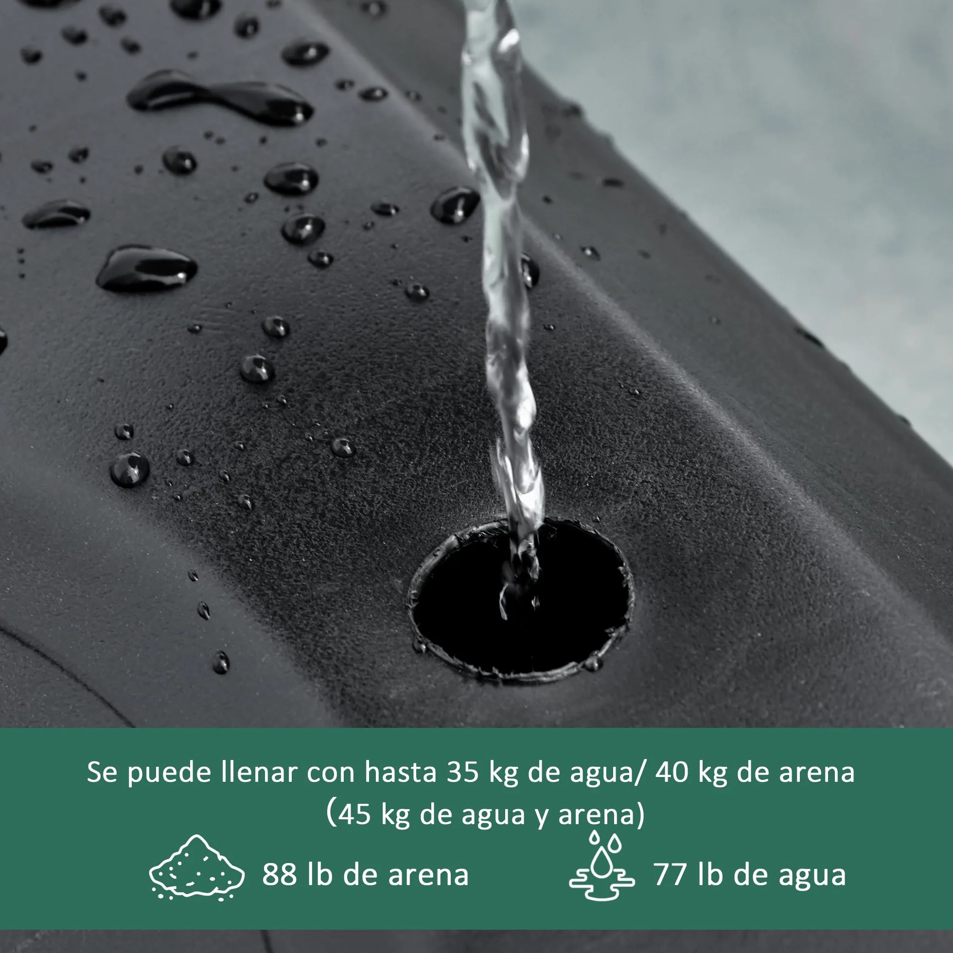 HOMCOM Canasta de Baloncesto Exterior Altura Ajustable 206-260 cm Aro con Ruedas Base Rellenable Negro