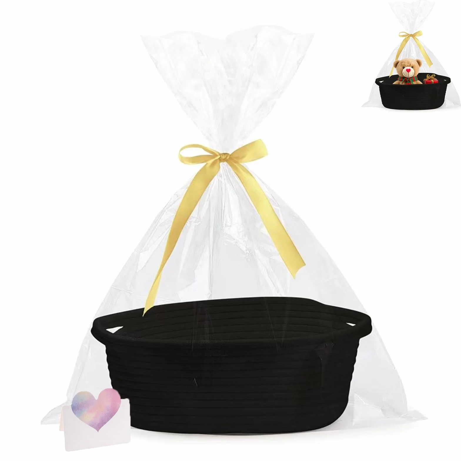 Cesta de Regalo de Cuerda Tejida 30x20x12 cm Negro