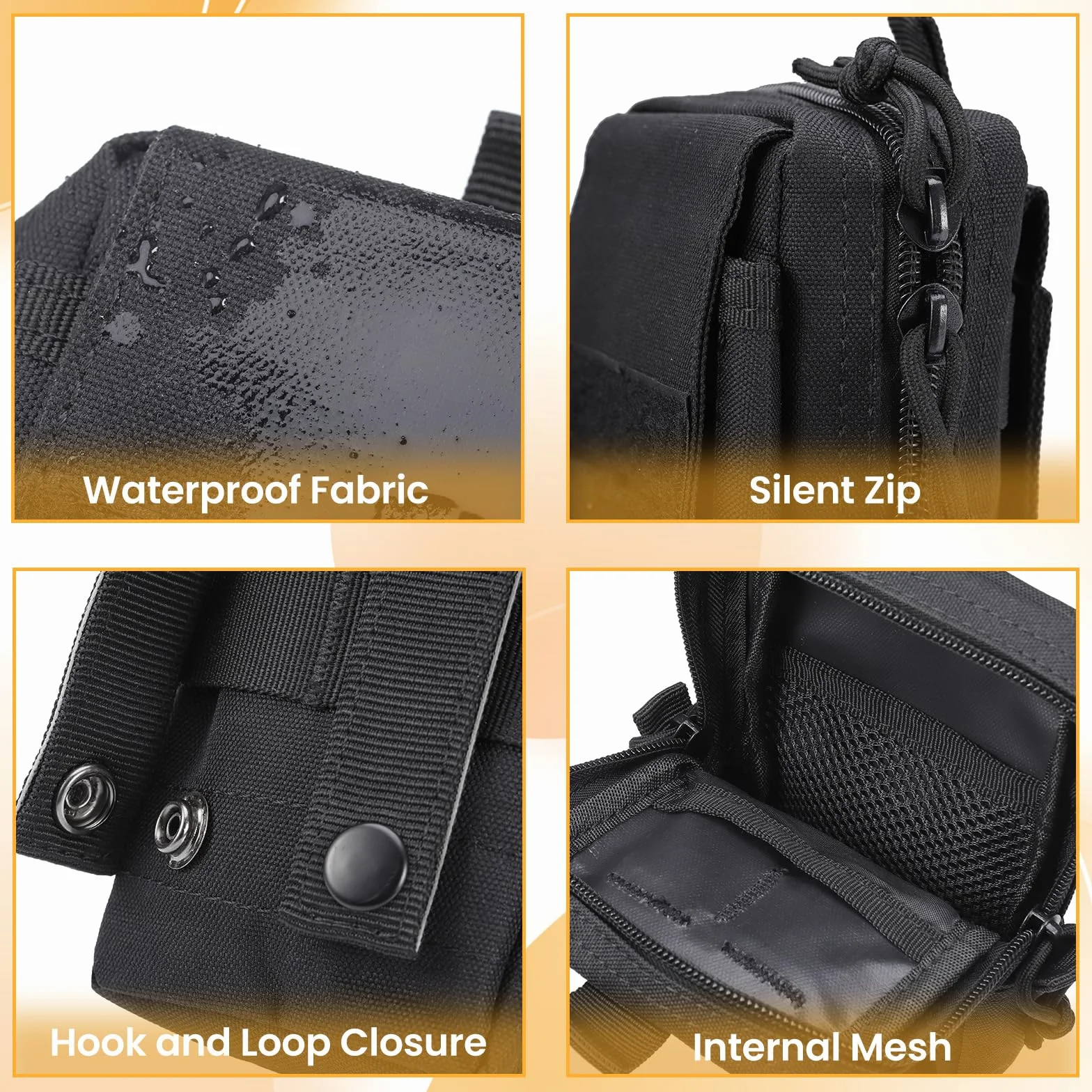 Bolsa Cintura Tactica Hombre Molle Pouch EDC Riñonera Cremallera Multifuncional Senderismo Camping Viajes Ciclismo Negro