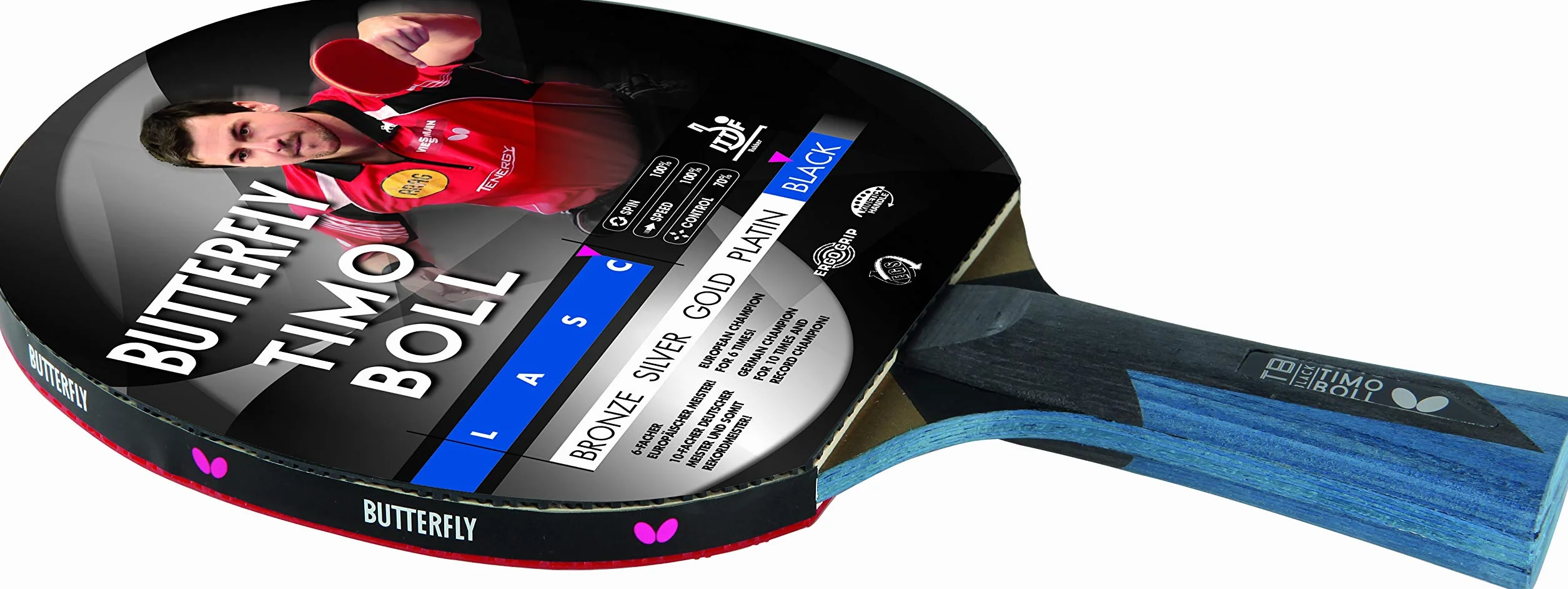 Timo Boll Butterfly Raqueta de Tenis de Mesa Adultos Negra M 85031