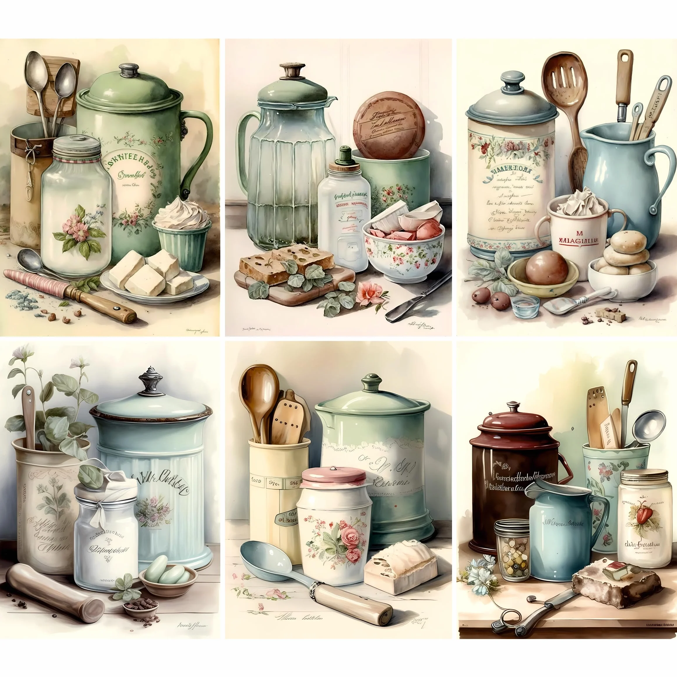 Papel de arroz de cocina vintage, 21 x 27 cm, diseño de papel decoupage para muebles, medios mixtos, tarjetas y manualidades, decoupage CRAFT KREATIVELY