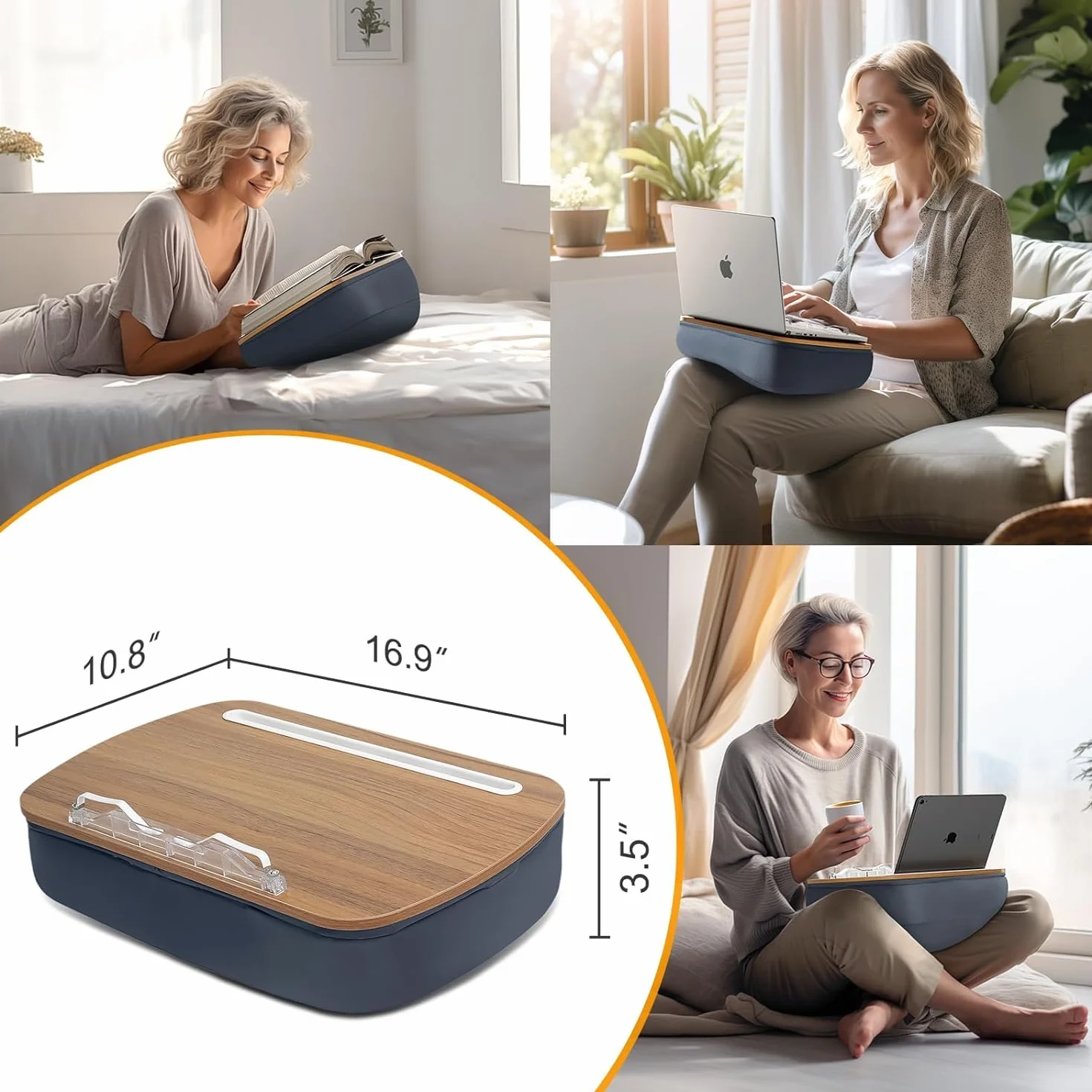 Lap Beanbag - Atril para lectura con manos libres, cómodo soporte de lectura, ideal para los amantes de los libros en el dormitorio universitario, soporte de lectura (gris)