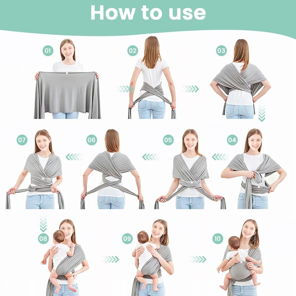 Portabebés Ergonómico Ajustable para Bebés hasta 15kg, Multifuncional Respirable, Manos Libres (Gris Claro)