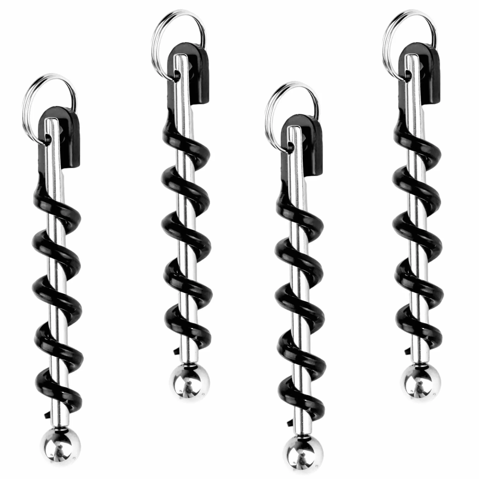 4 llaveros sacacorchos, Sacacorchos Espiral Abridor, mini llaveros, abridor de vino, para picnics al aire libre, camping y fiestas
