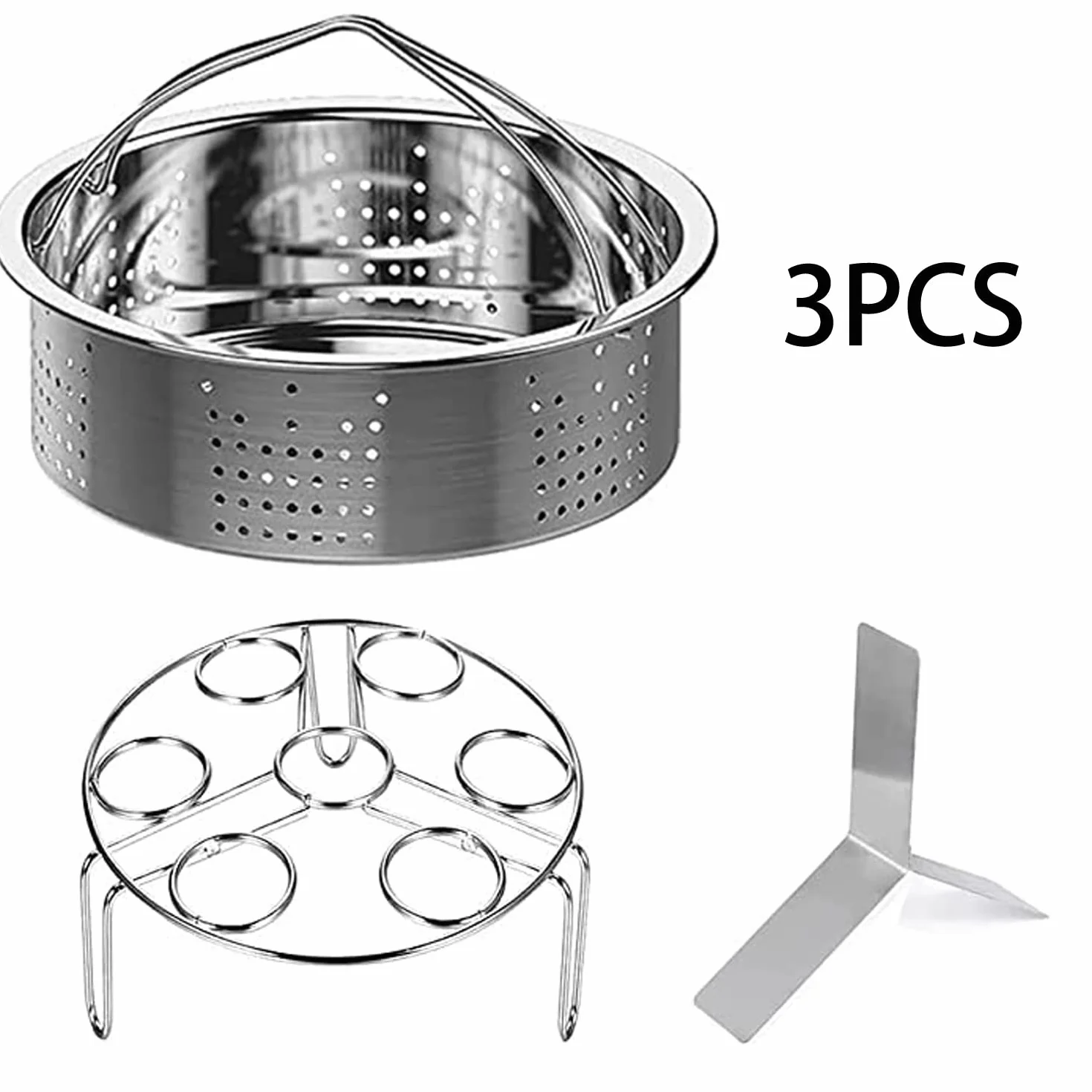 3 Piezas Rejillas Vaporera, Rejilla Vaporera Divisor, Rejilla Vaporera Huevos, Cesta Vapor Acero Inoxidable, Accesorios Olla Presión, Pared Divisoria Vaporera, para Verduras, Carne, Postres, Huevos