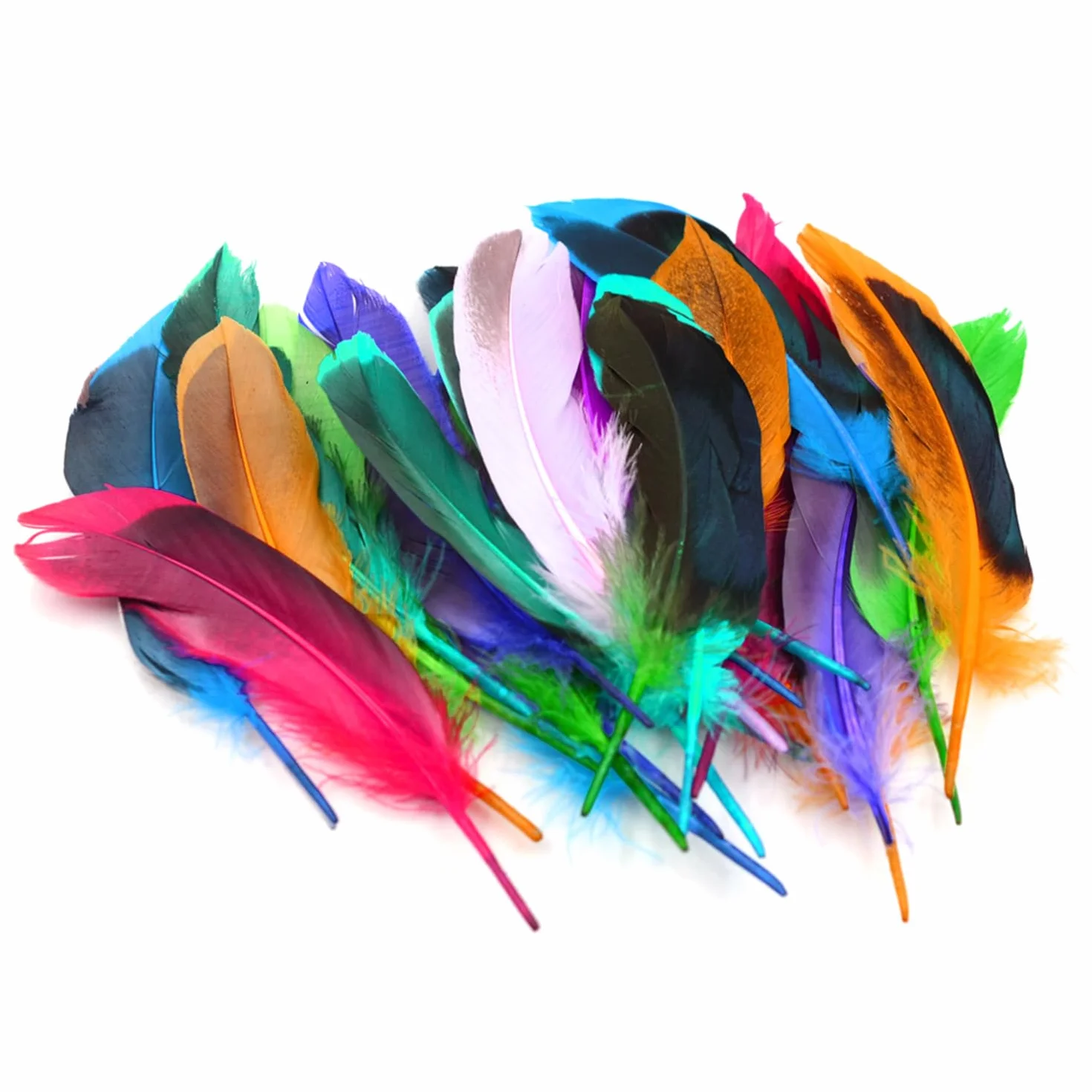 50 piezas de plumas de colores, varillas de plumas, decoración de arte de plumas, plumas naturales mezcladas, artesanía, accesorios de joyería, decoración de manualidades DIY