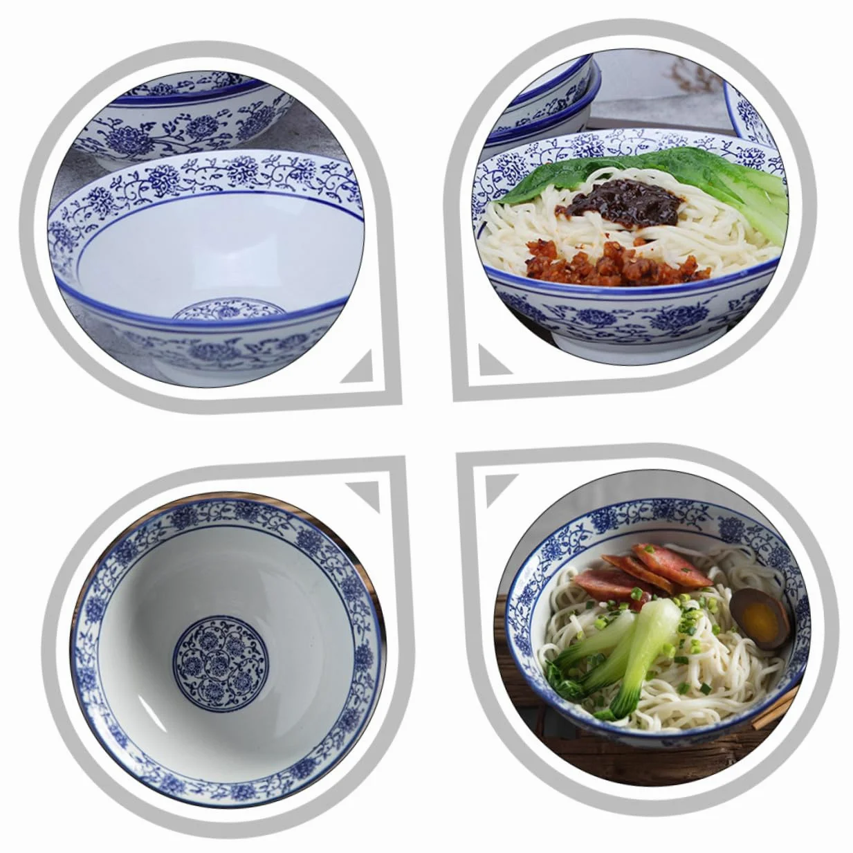 Cuenco Cerámico Esmaltado con Diseño Azul y para Servir Sopa Ramen y Ensaladas Restaurantes y Hogar Resistente y Decorativo para Diario