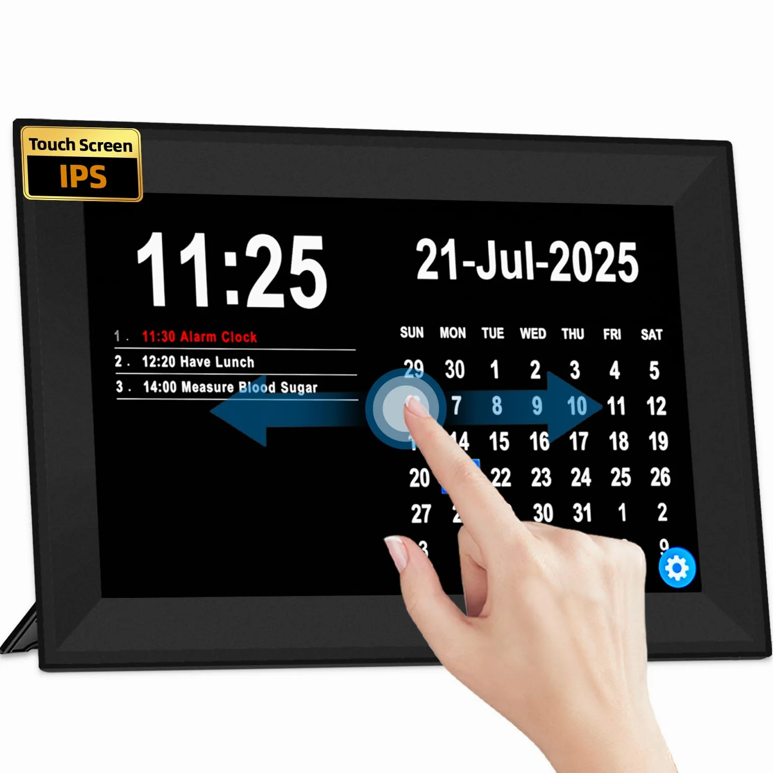 Reloj digital extra grande con pantalla táctil 10.1 con fecha y día para personas mayores, recordatorios de medicamentos, demencia y Alzheimer, relojes para personas mayores, 64 alarmas, 40