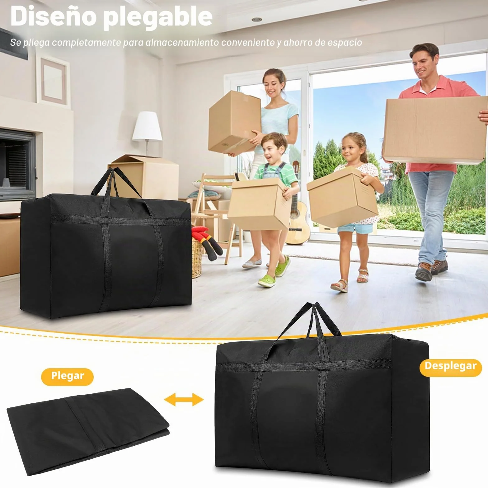 Bolsas de almacenamiento extra grandes de 180 L, Oxford 600D, bolsas de mudanza resistentes con cremalleras y asa reforzada, bolsa de transporte impermeable, bolsa de viaje