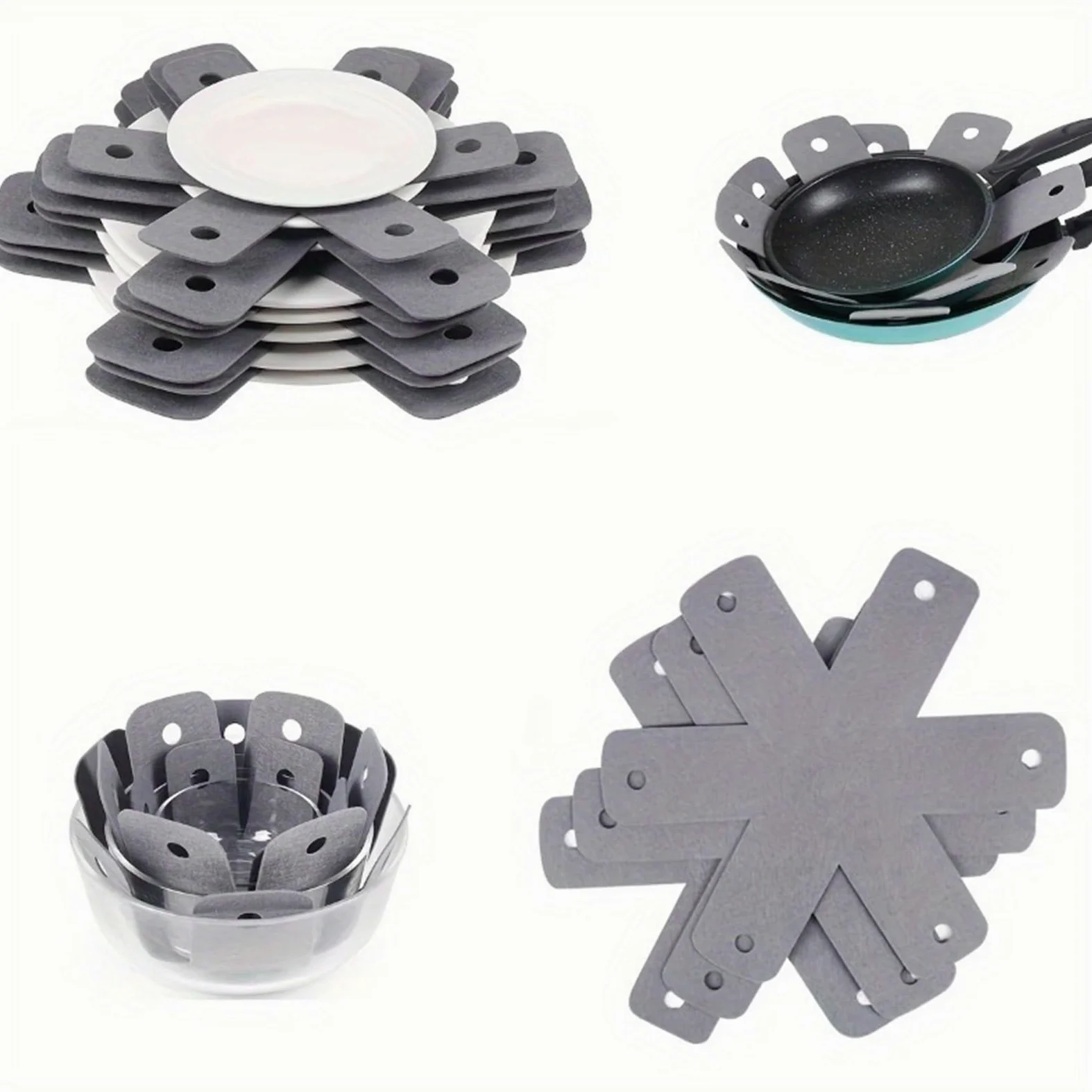 24 Uds Protectores de ollas y sartenes, divisores Utensilios Cocina 4 tamaños Diferentes, Almohadillas separadoras apilables, for Proteger S para la Cocina