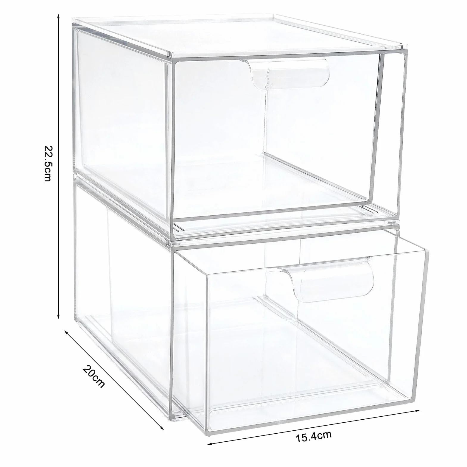 2 Organizadores de Cajones para Baño, Organizador de Baño y Cosméticos, Cajón de Acrílico Transparente, Blanco