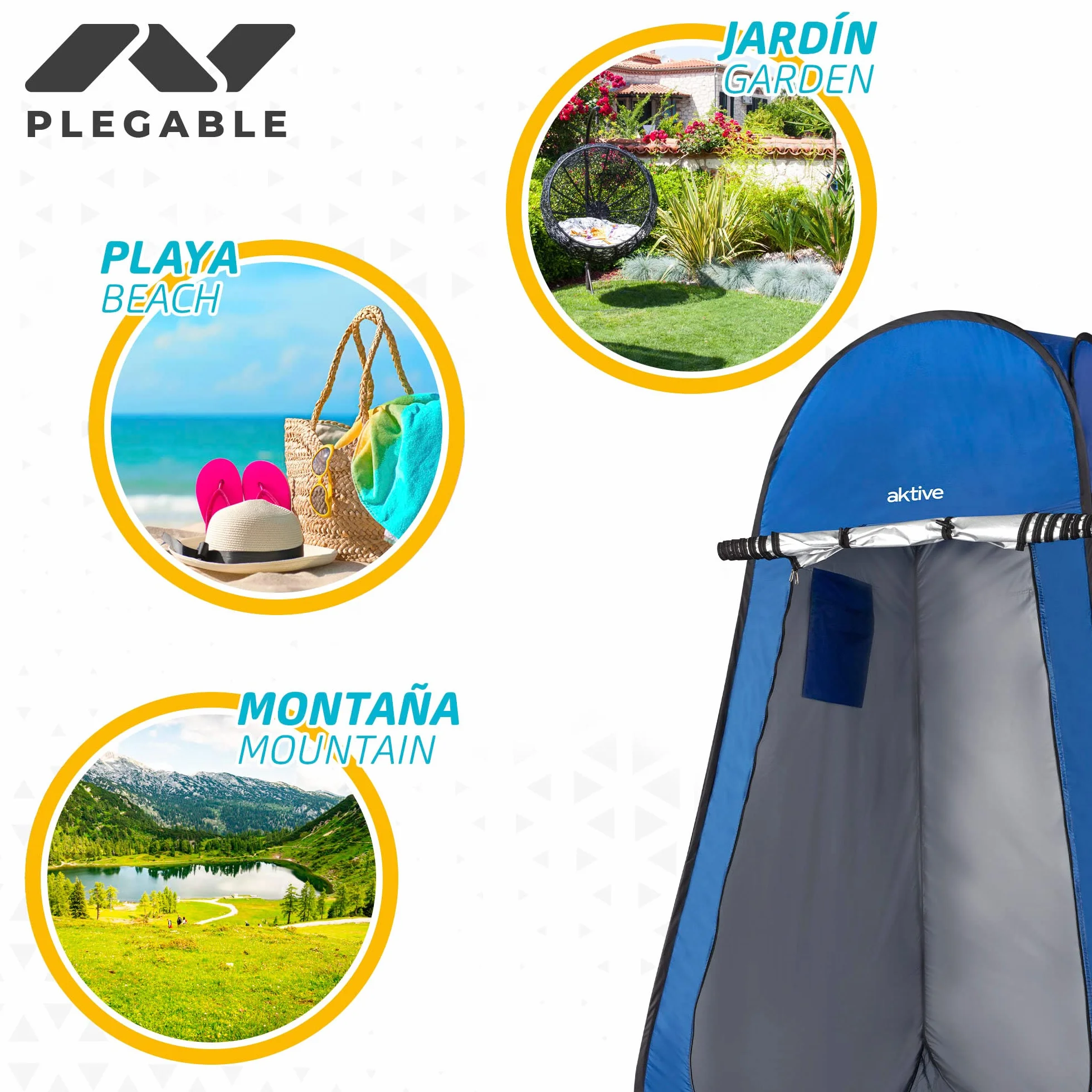 AKTIVE Tienda Ducha Cambiador para Camping con Suelo