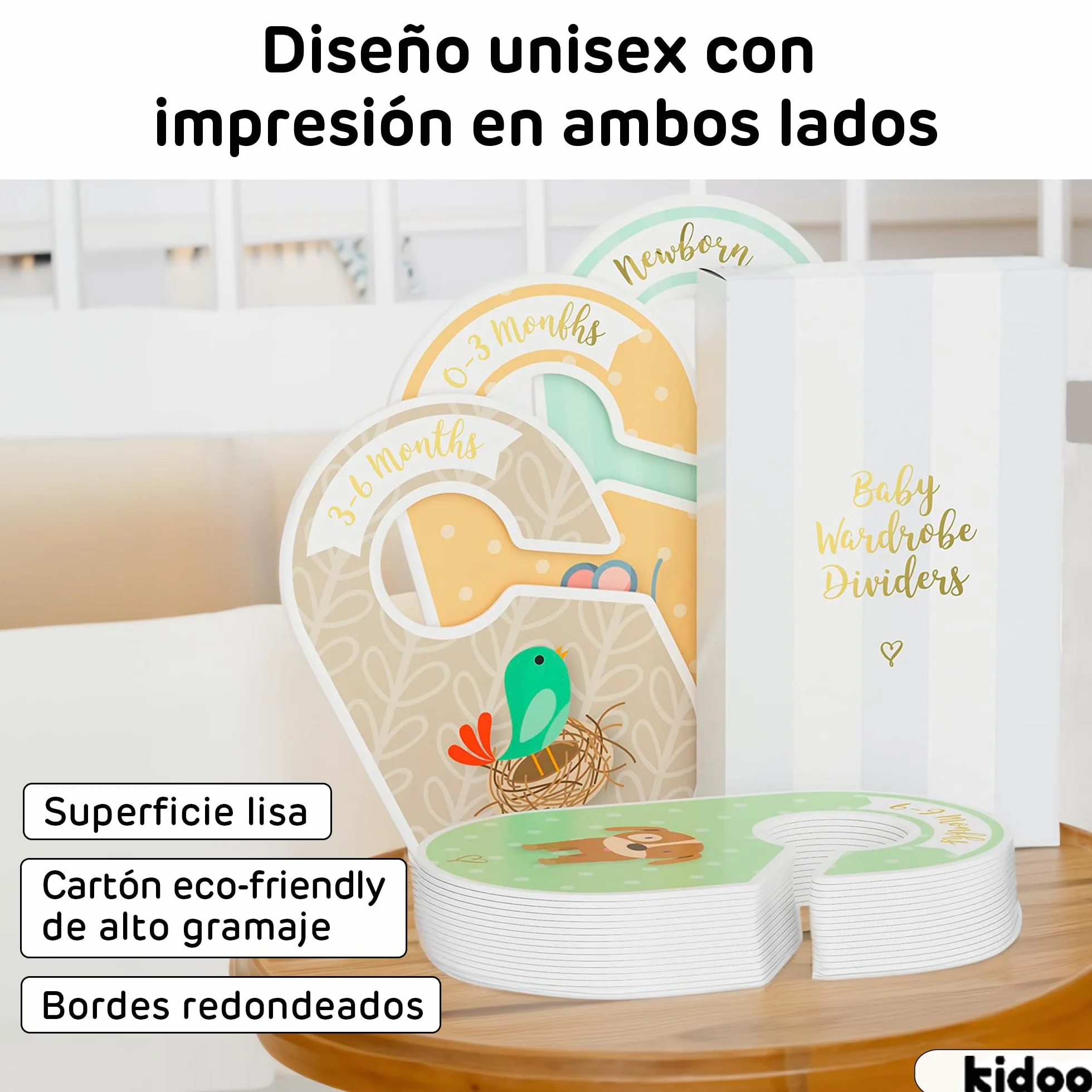 Separador de Armario para Bebés 18 Piezas Divisor de Ropa de 0 a 24 Meses Organizador Doble Cara Cartón Resistente 16,7 x 10 cm
