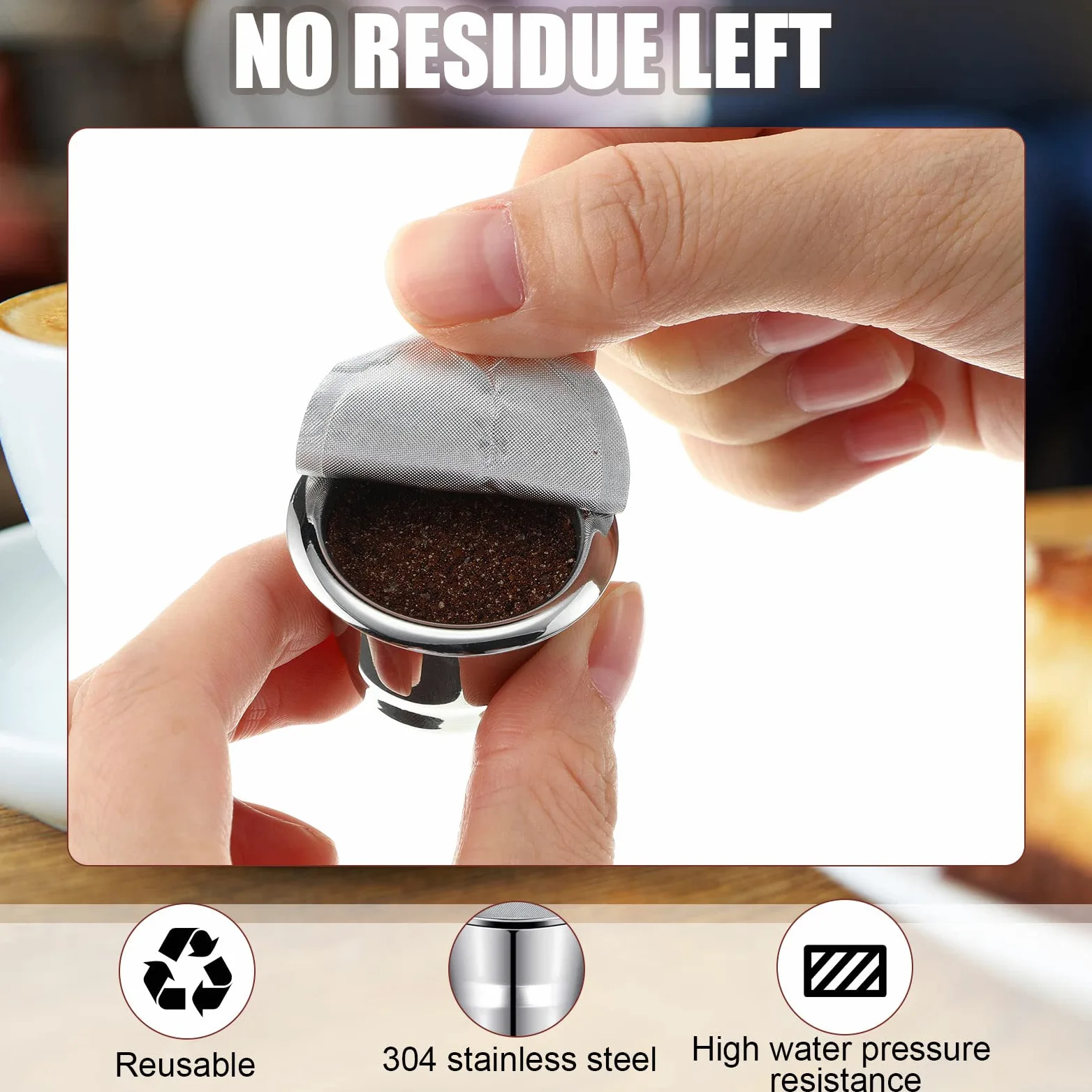 Didaey Cápsulas de café reutilizables de acero inoxidable recargables, cápsulas de café reutilizables con sellos de papel de aluminio, tapas adhesivas compatibles con máquinas Nespresso (6 tazas, 204