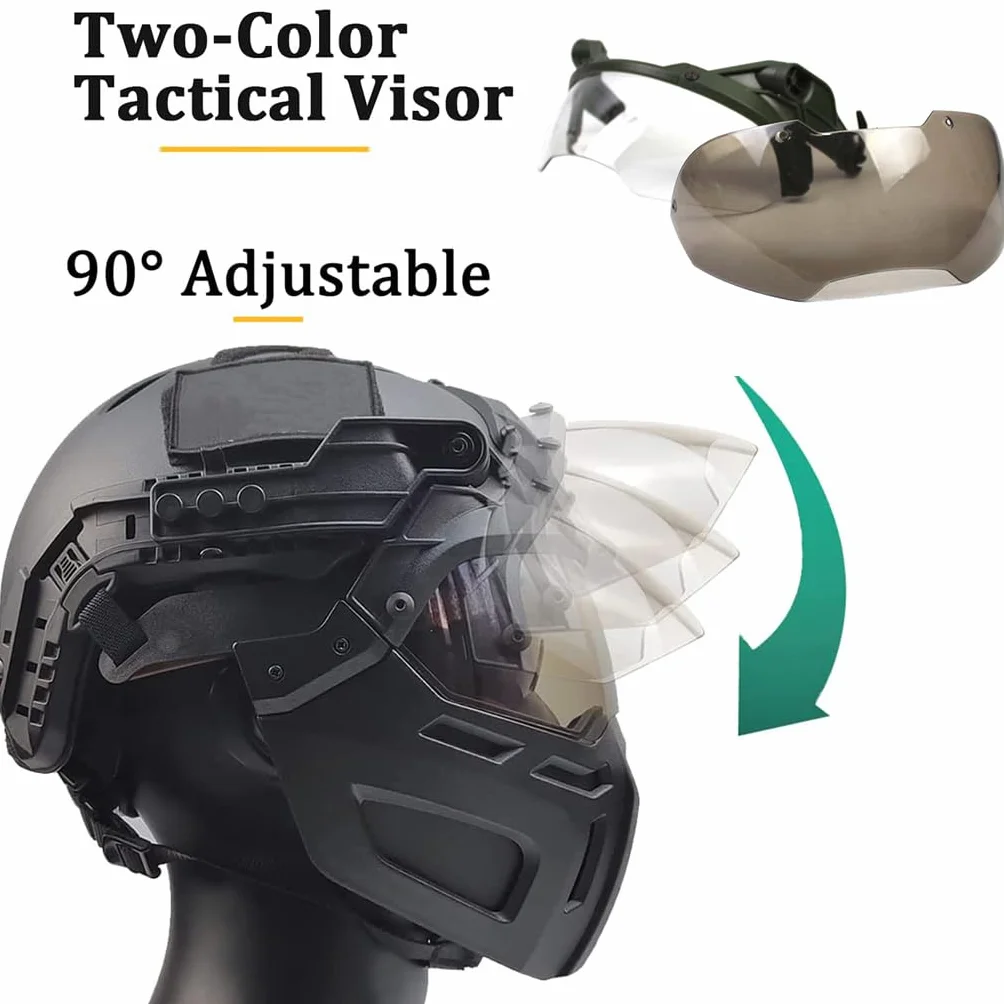 Set de Casco Táctico Fast Casco de Airsoft Ajustable con Cubre Máscara y Gafas Equipo Táctico Ligero de Aire Libre para Paintball CS Caza Airsoft Entrenamiento B