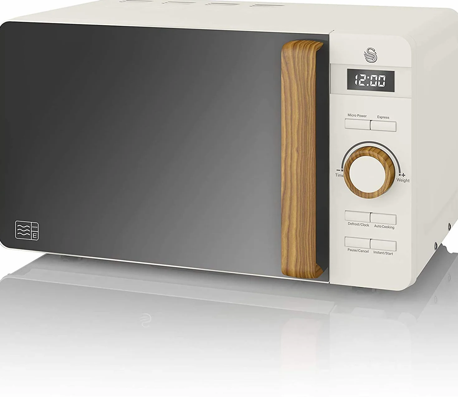 Swan Horno microondas digital nórdico de 20 L, 6 niveles de potencia, 800 W de potencia, temporizador de 60 minutos, blanco mate