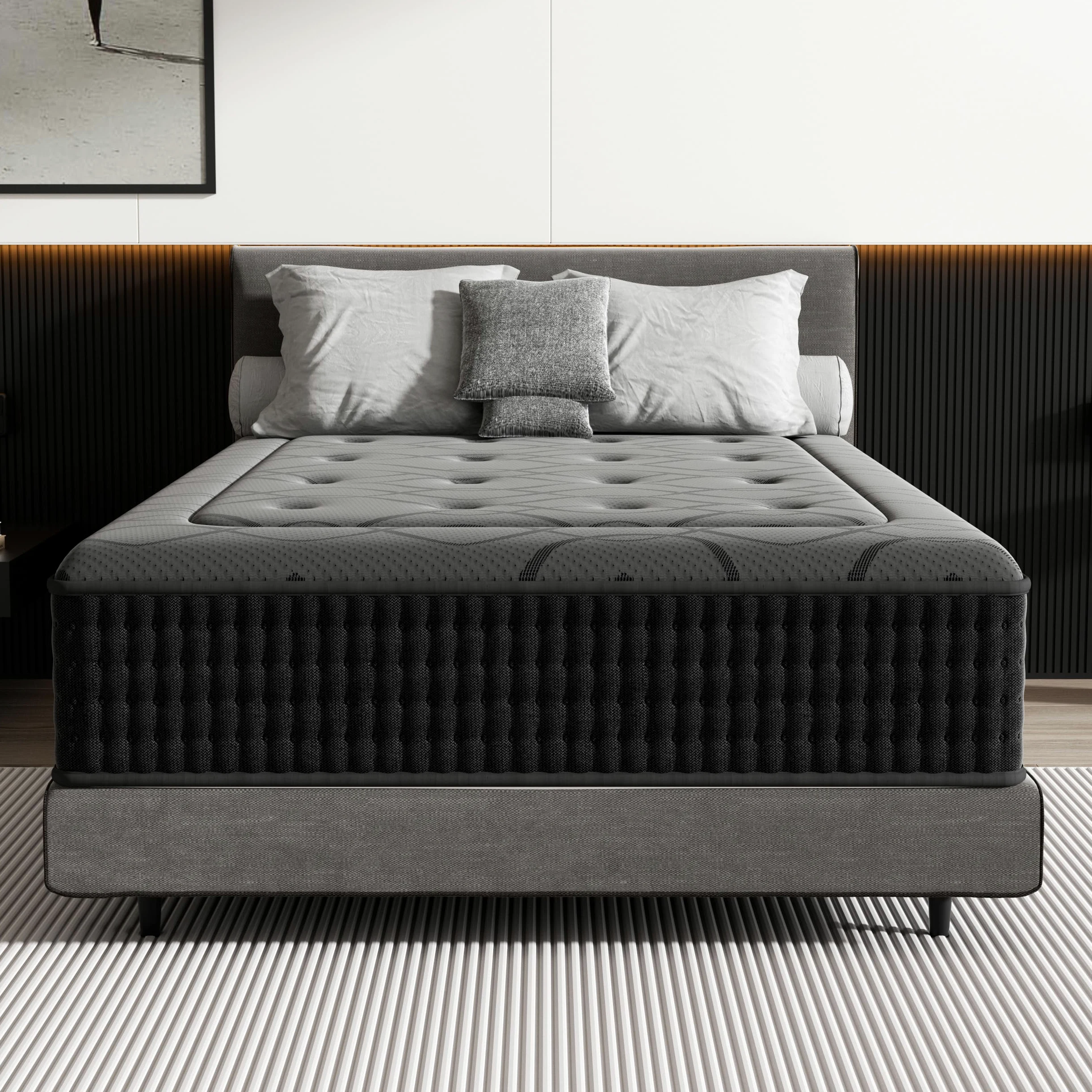 DEWINNER Colchón 90x190 cm, Altura 30 cm, Híbrido | 7 Zonas Muelles Ensacados, Espuma Viscoelástica Alta Densidad, Transpirable y Anatómico, Oeko-Tex & CertiPUR-US